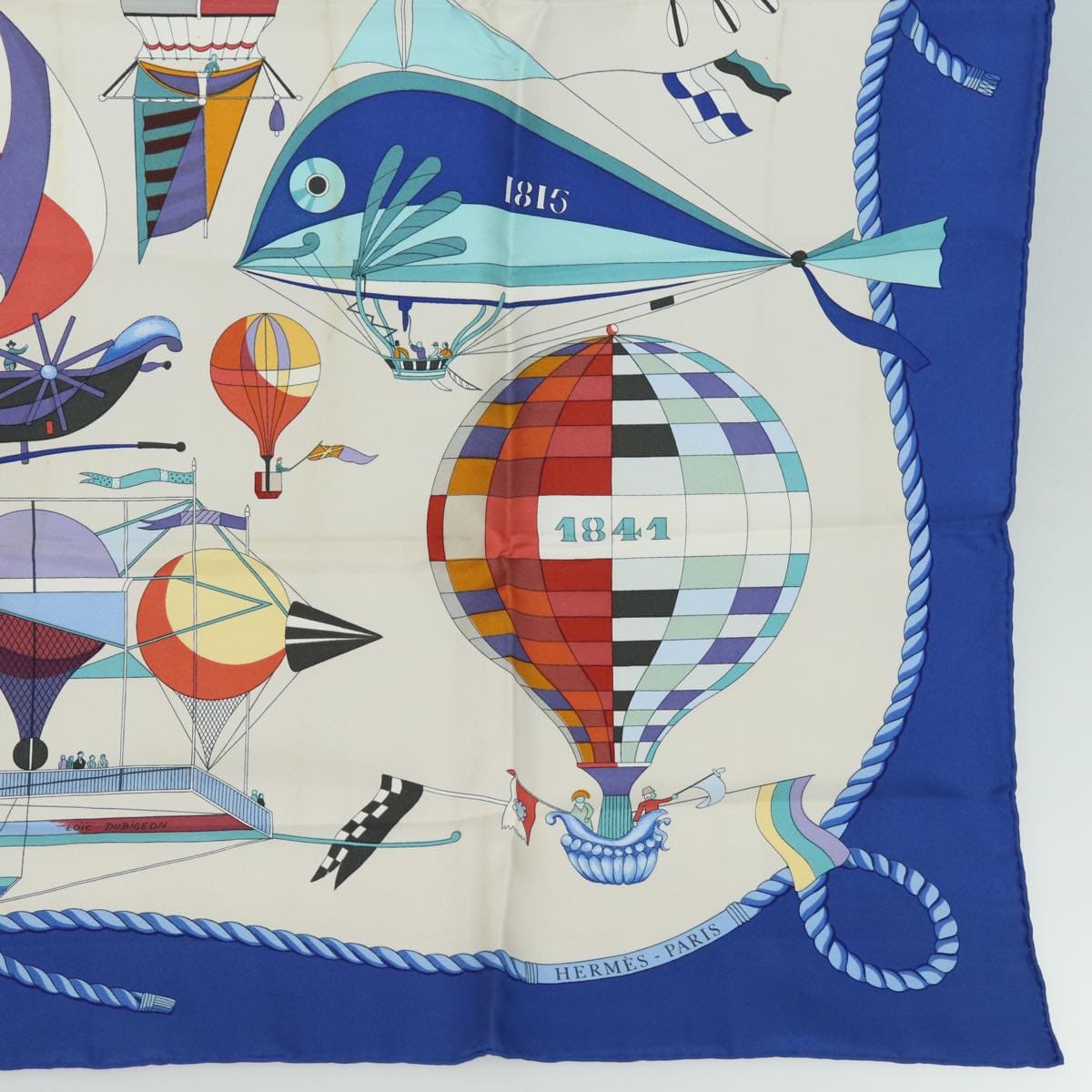 Hermès HERMES Carre 90 Scarf ""LES FOLIES DU CIEL"" Silk Blue Auth ac3031 DXBS0688