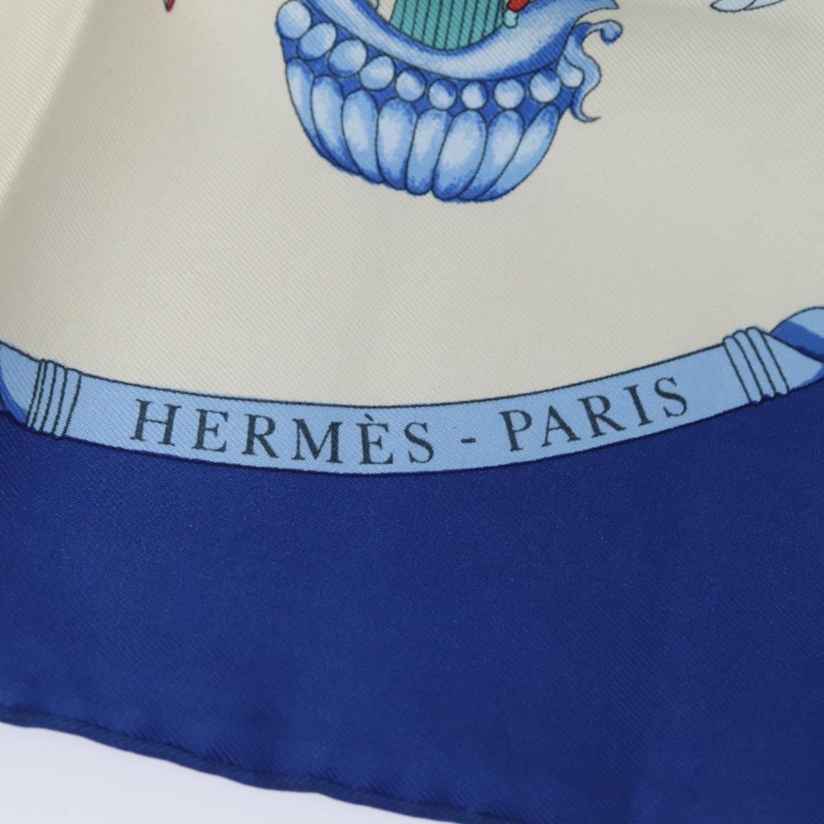 Hermès HERMES Carre 90 Scarf ""LES FOLIES DU CIEL"" Silk Blue Auth ac3031 DXBS0688