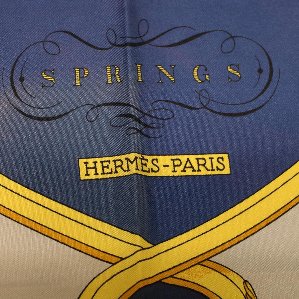 Hermès HERMES Carre 90 SPRINGS Scarf Navy Gray Auth 45106 DXBS0719