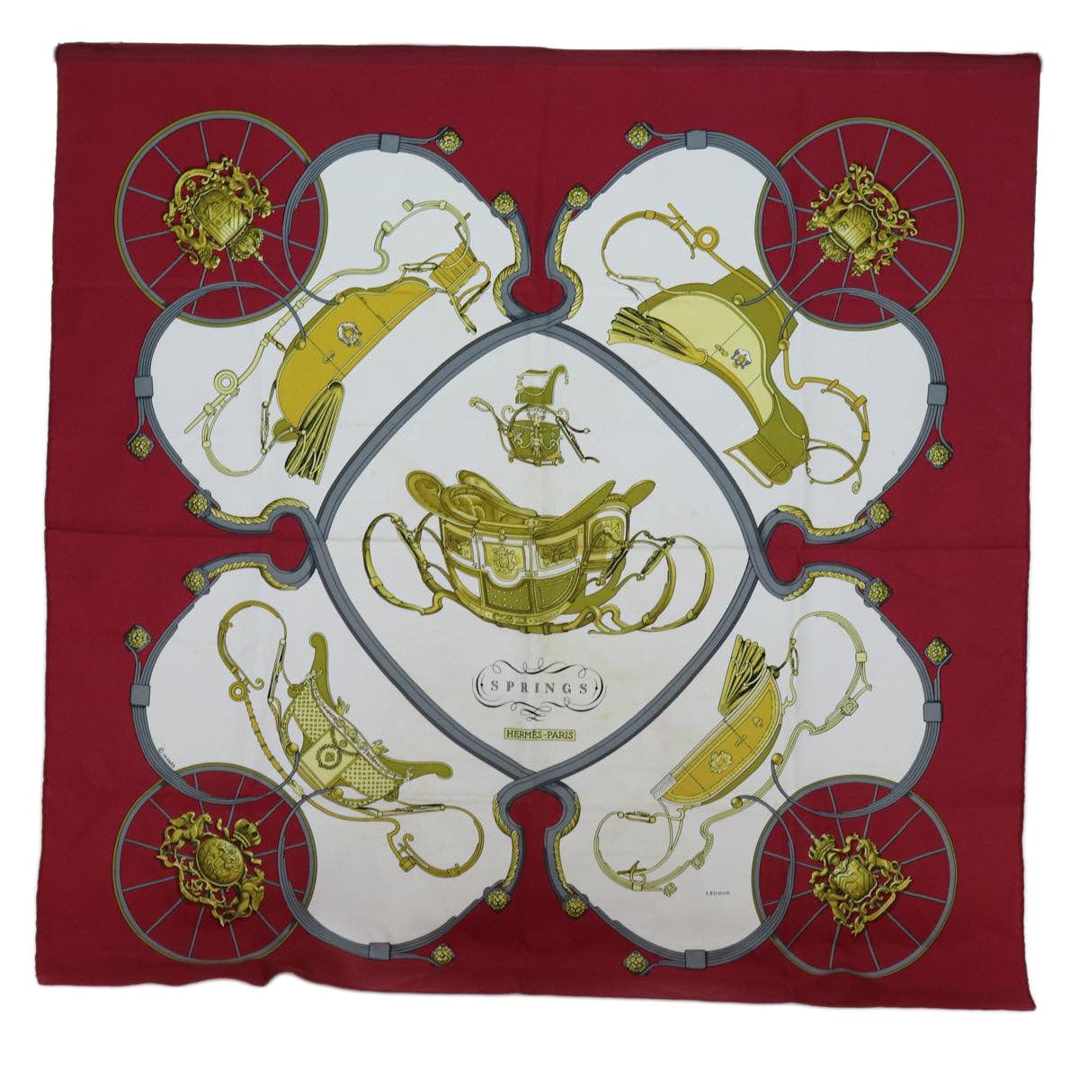 Hermès HERMES Carre 90 SPRINGS Scarf Silk Red Auth 72049 DXBS0627