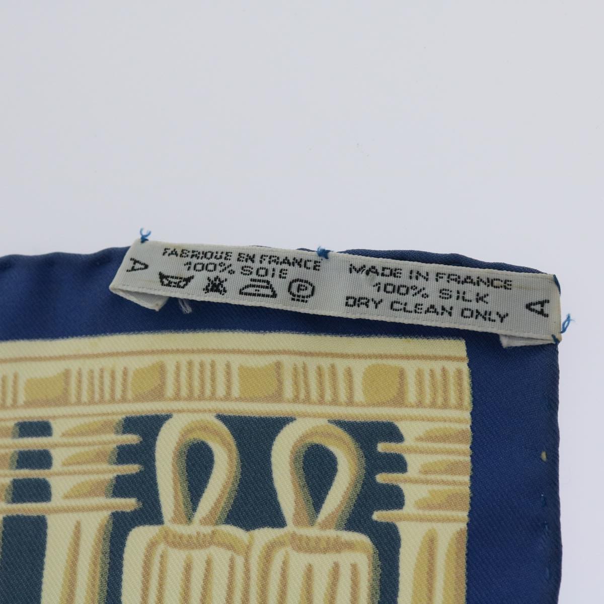 Hermès HERMES Carre 90 TUTANKHAMUN Scarf Silk Blue Auth ac2246 DXBS0628