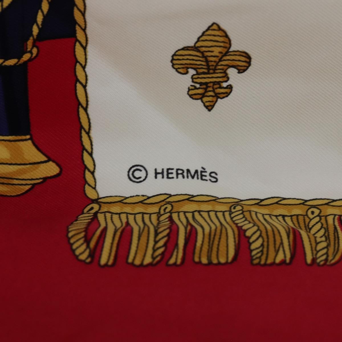 Hermès HERMES Carre 90 VUE DU CARROSSE DE LA
 GALERE LA REALE Scarf Silk Red Auth 71127 DXBS0631