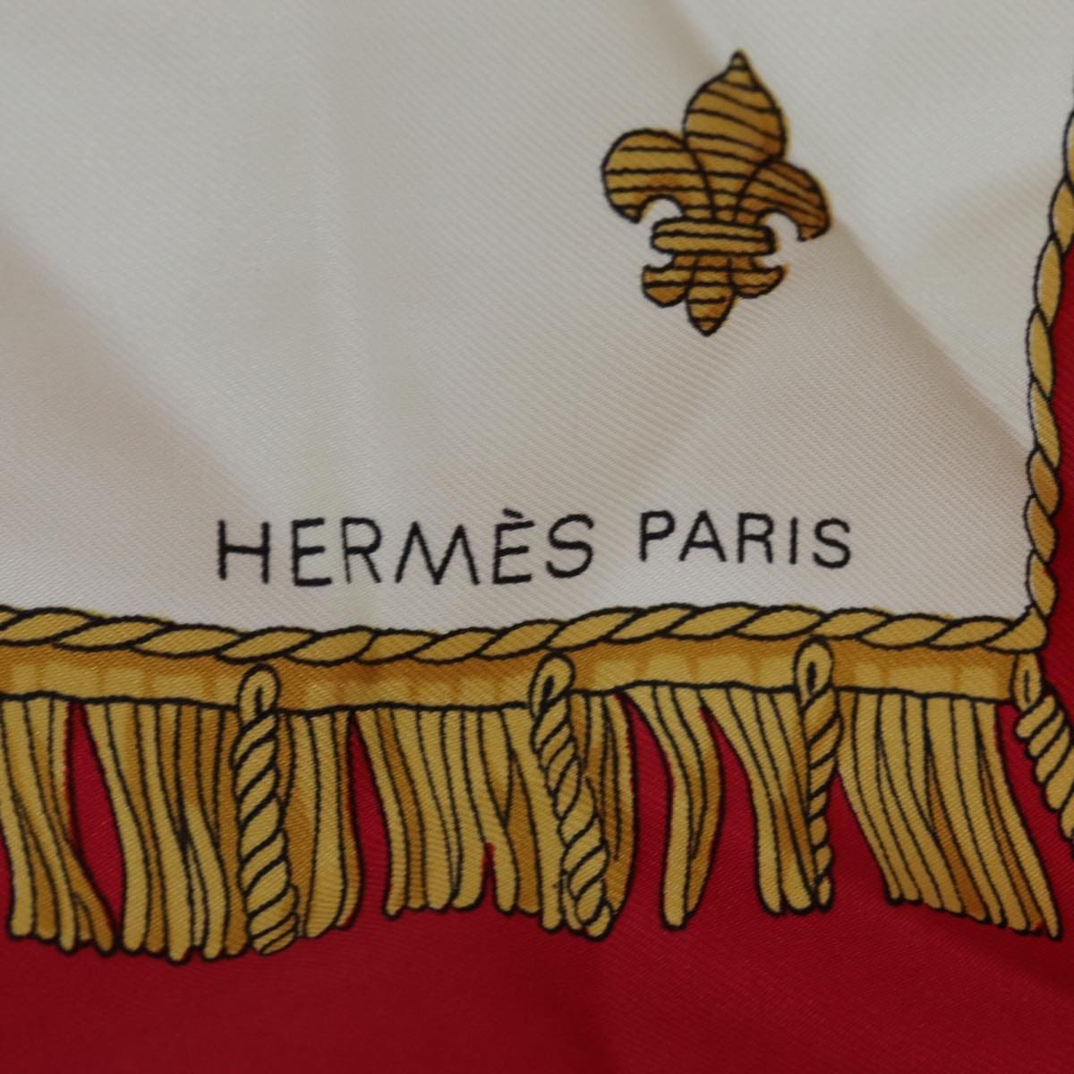 Hermès HERMES Carre 90 VUE DU CARROSSE DE LA
 GALERE LA REALE Scarf Silk Red Auth 71127 DXBS0631