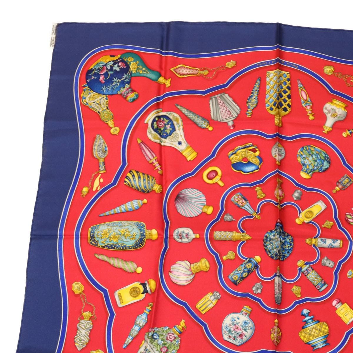 Hermès HERMES Carre90 Scarf """"""""Pourvu qu'on ait l'ivresse"""""""" Silk Red Blue Auth am2611g DXBS0724