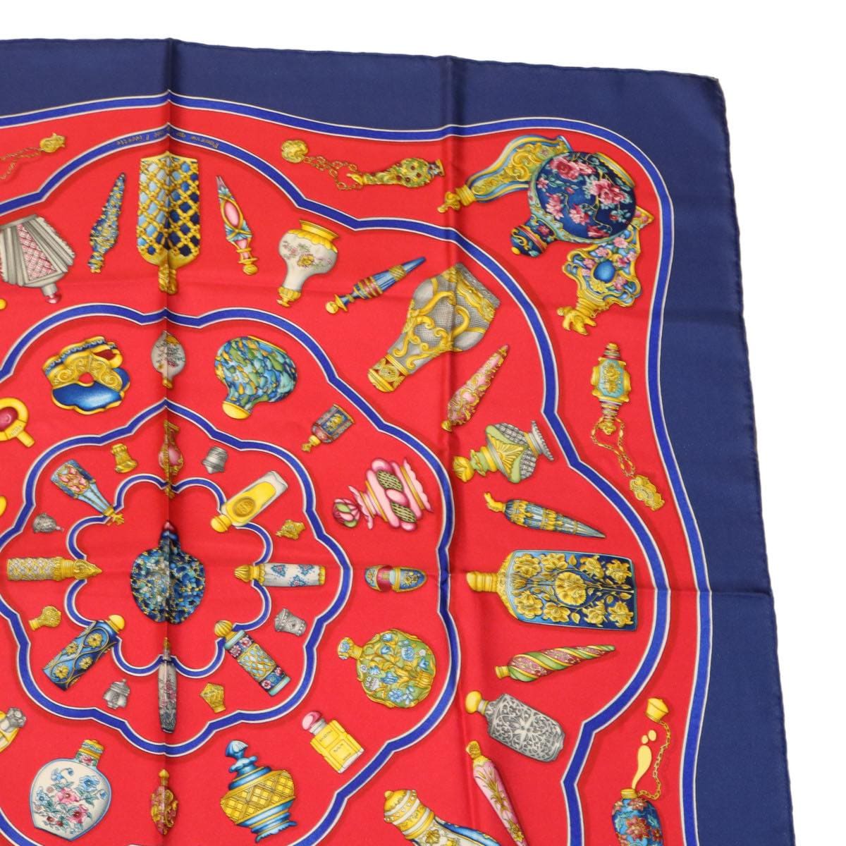 Hermès HERMES Carre90 Scarf """"""""Pourvu qu'on ait l'ivresse"""""""" Silk Red Blue Auth am2611g DXBS0724