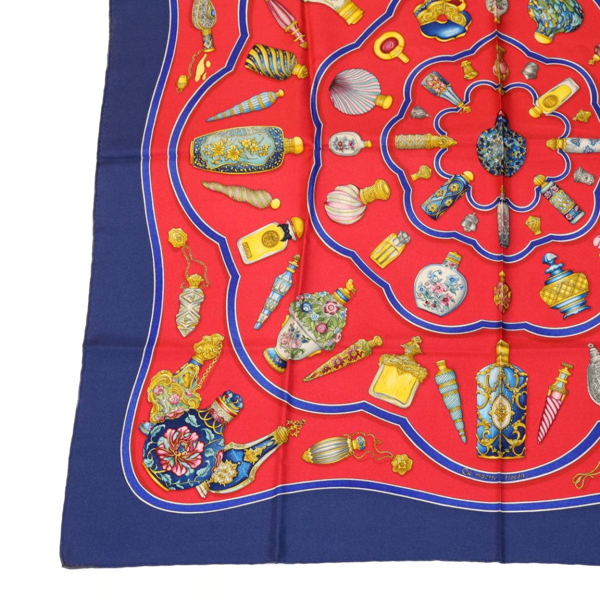 Hermès HERMES Carre90 Scarf """"""""Pourvu qu'on ait l'ivresse"""""""" Silk Red Blue Auth am2611g DXBS0724