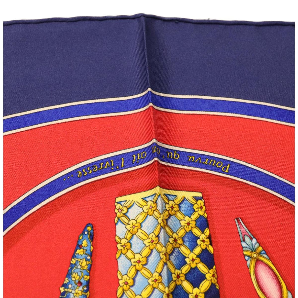 Hermès HERMES Carre90 Scarf """"""""Pourvu qu'on ait l'ivresse"""""""" Silk Red Blue Auth am2611g DXBS0724