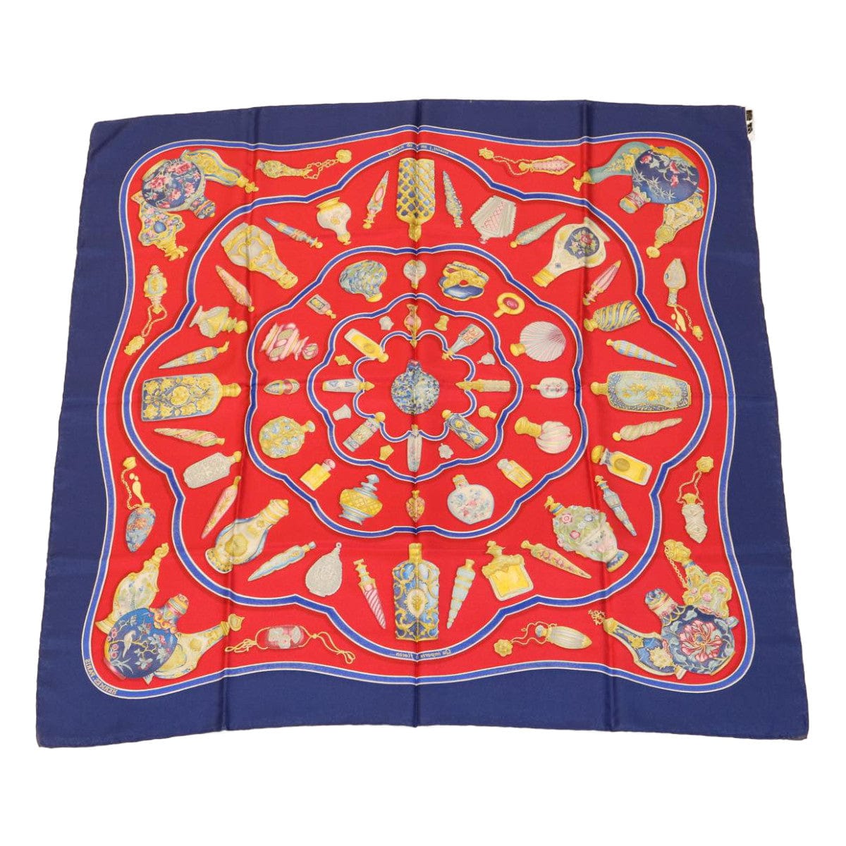 Hermès HERMES Carre90 Scarf """"""""Pourvu qu'on ait l'ivresse"""""""" Silk Red Blue Auth am2611g DXBS0724