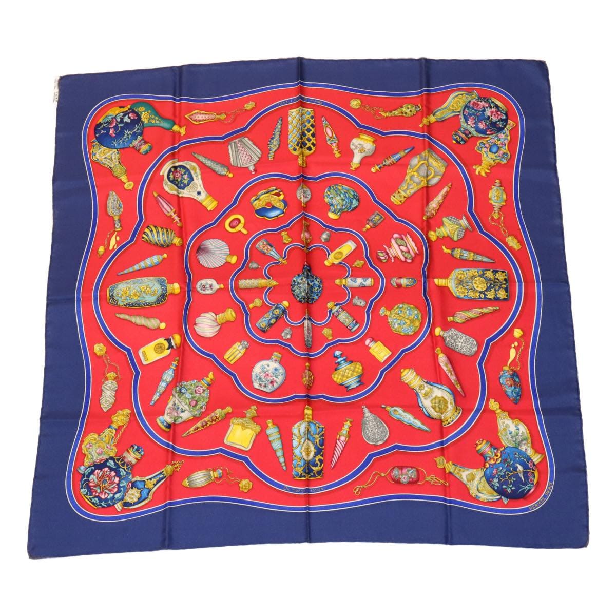 Hermès HERMES Carre90 Scarf """"""""Pourvu qu'on ait l'ivresse"""""""" Silk Red Blue Auth am2611g DXBS0724