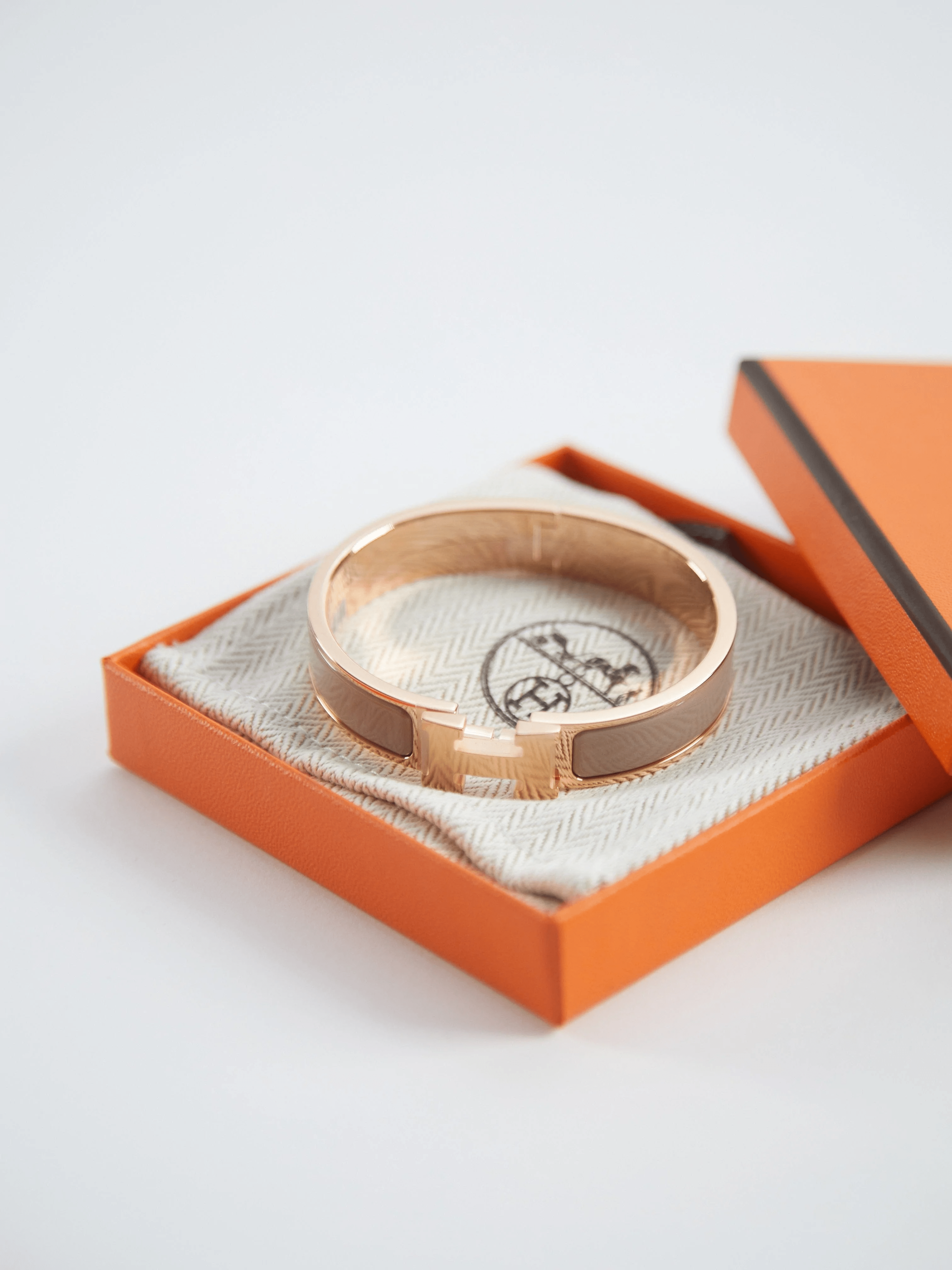 Hermes HERMÈS CLIC H BRACELET PM Marron Glace & Rose Gold