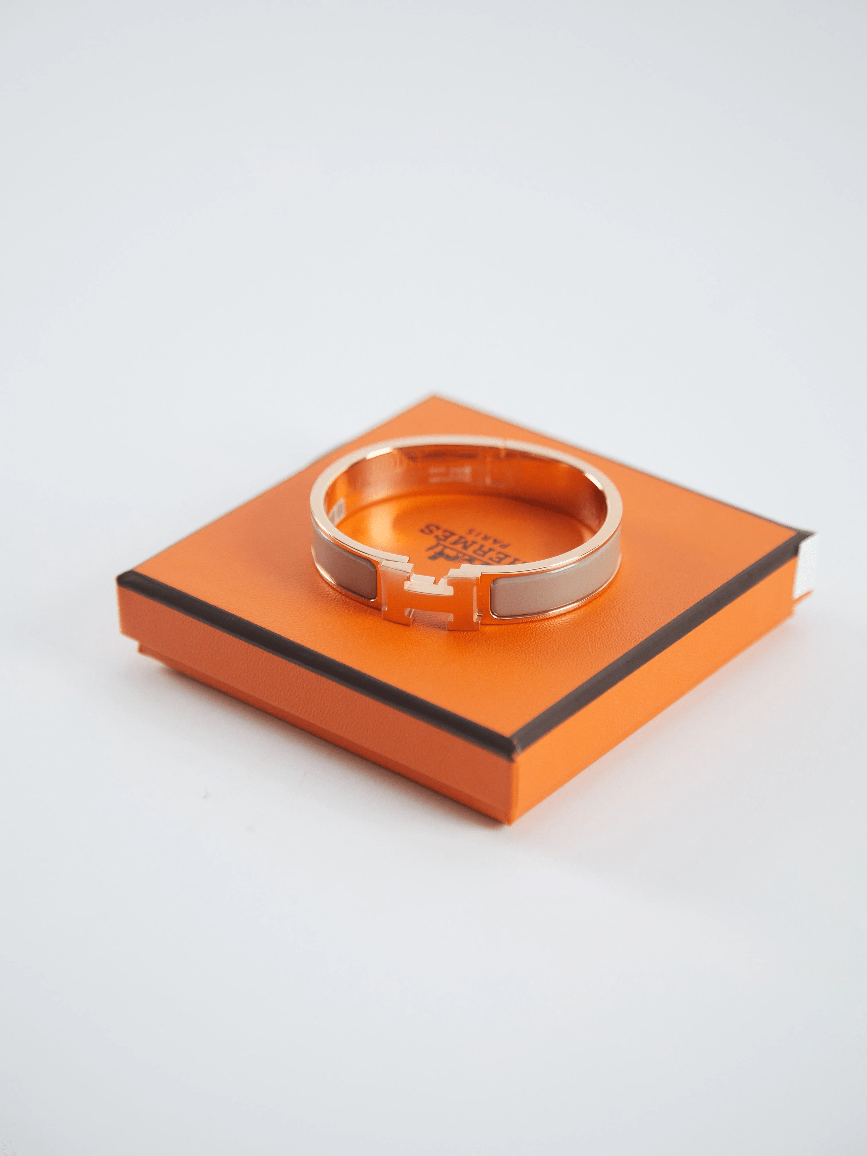 Hermes HERMÈS CLIC H BRACELET PM Marron Glace & Rose Gold