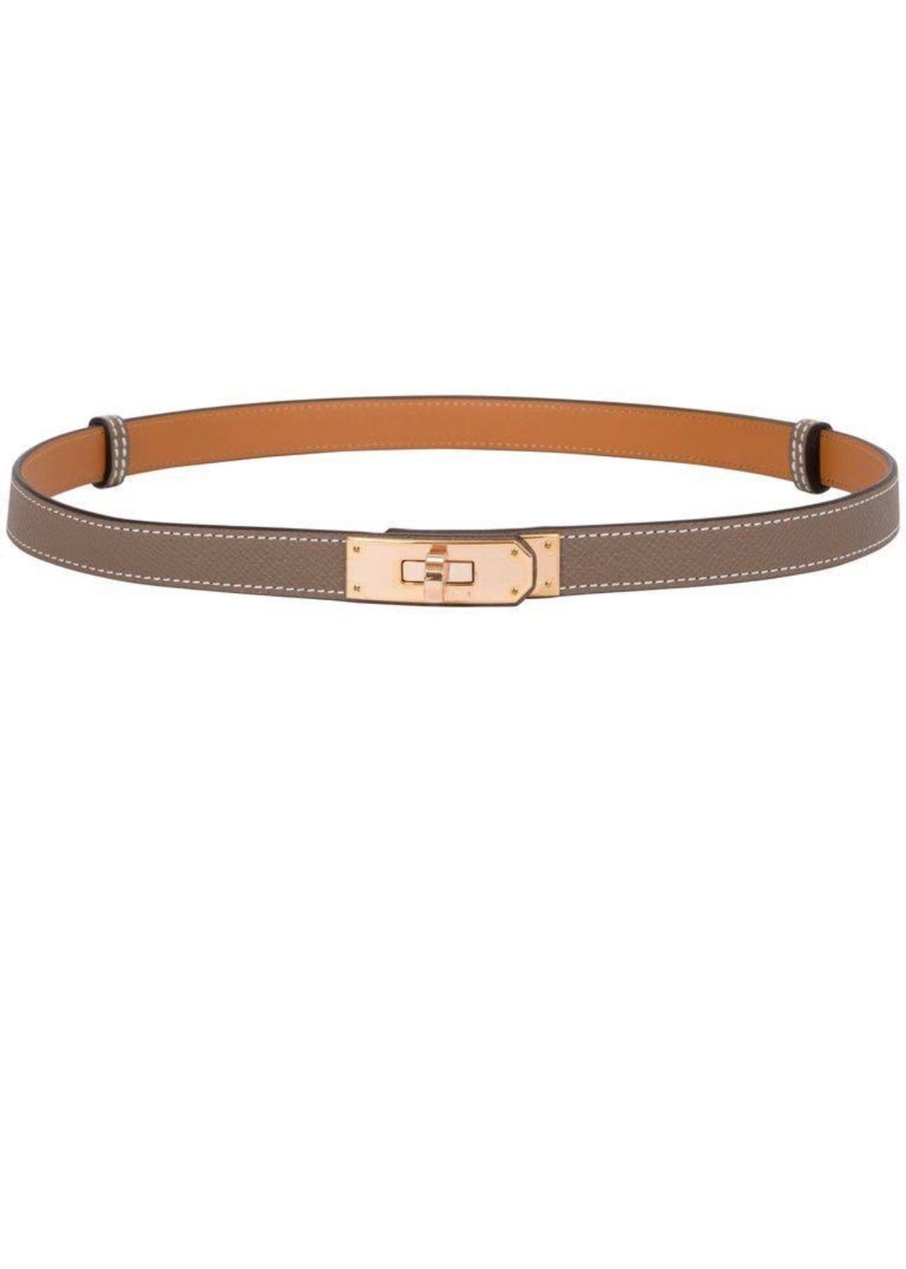 Hermès Hermes Kelly Belt Etoupe Rosegold HW #B SKC1749