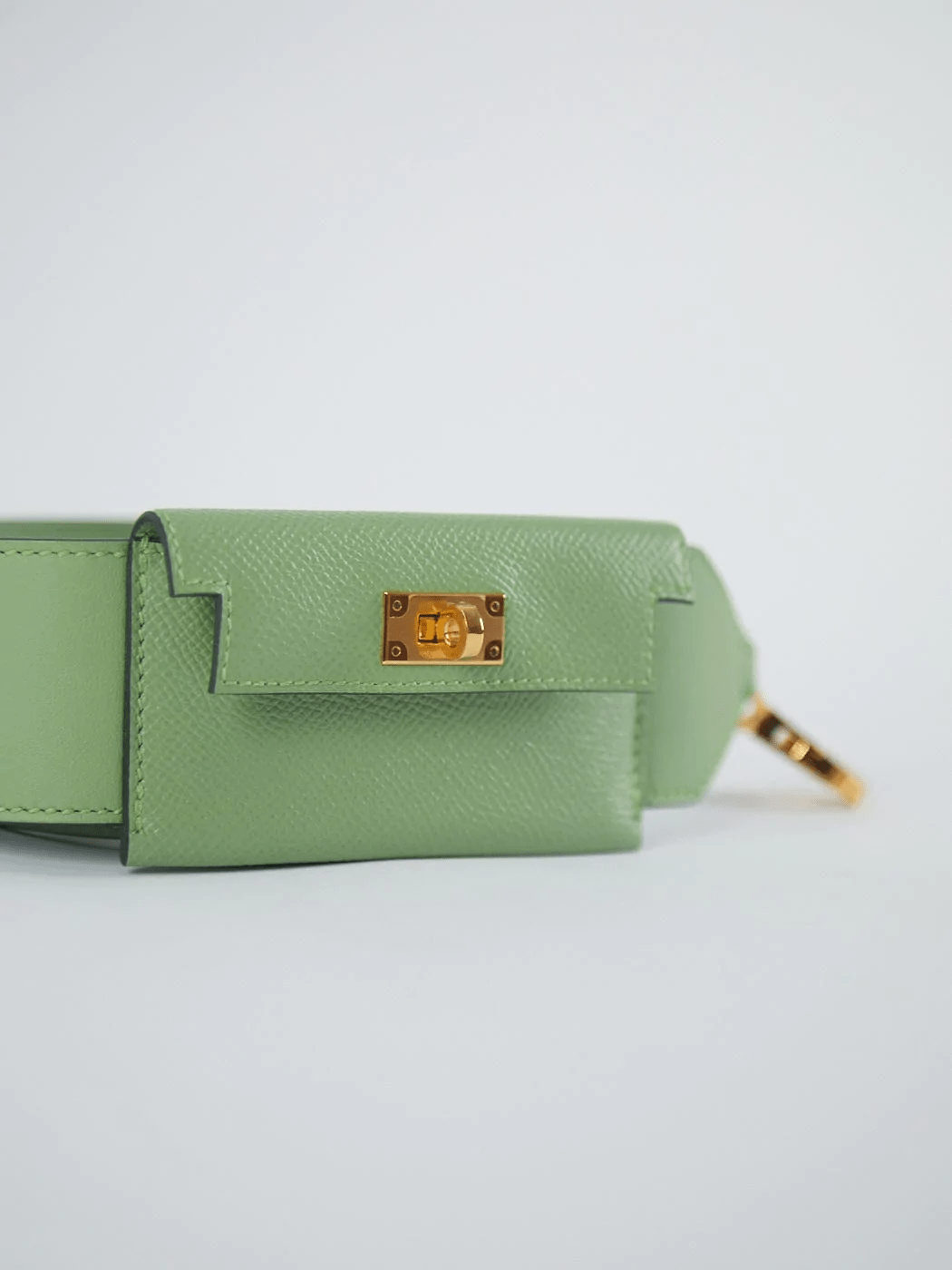 Hermes HERMÈS KELLY POCKET STRAP 85CM VERT CRIQUET Epsom and Swift Leather With Gold Hardware