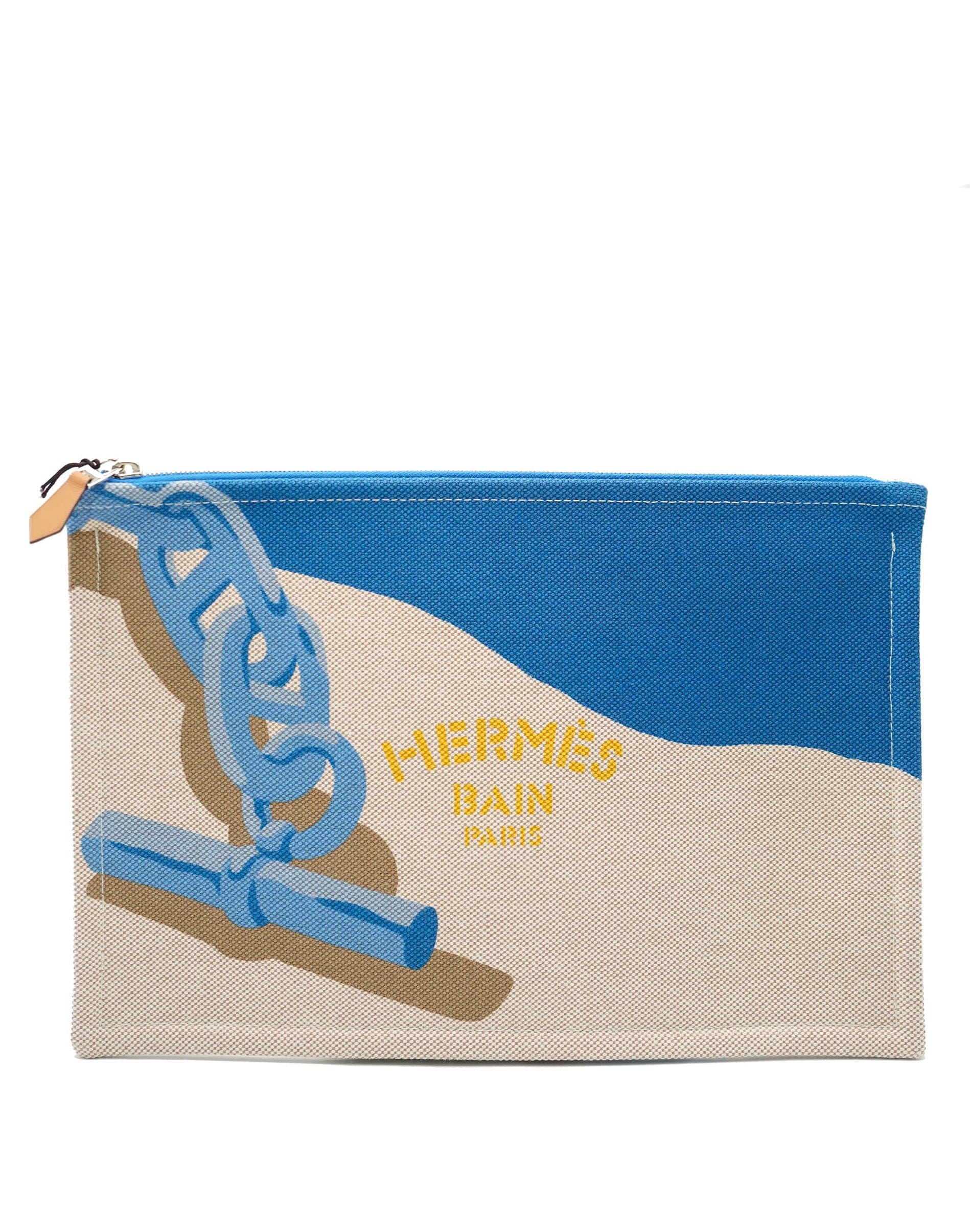 Hermès Hermes Pouch Beige Blue  ASL10688