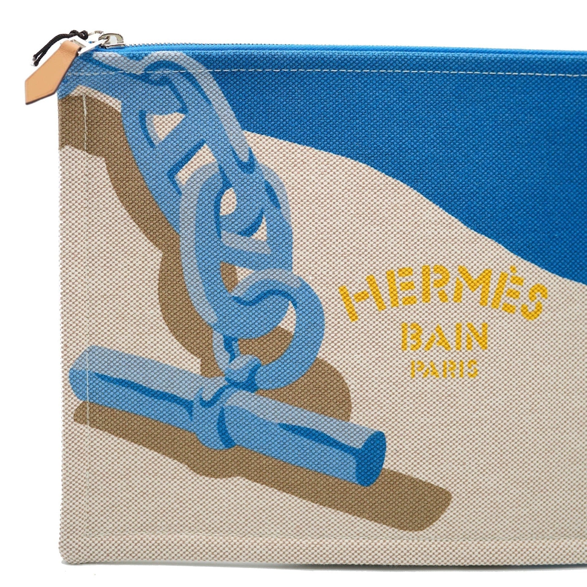 Hermès Hermes Pouch Beige Blue  ASL10688