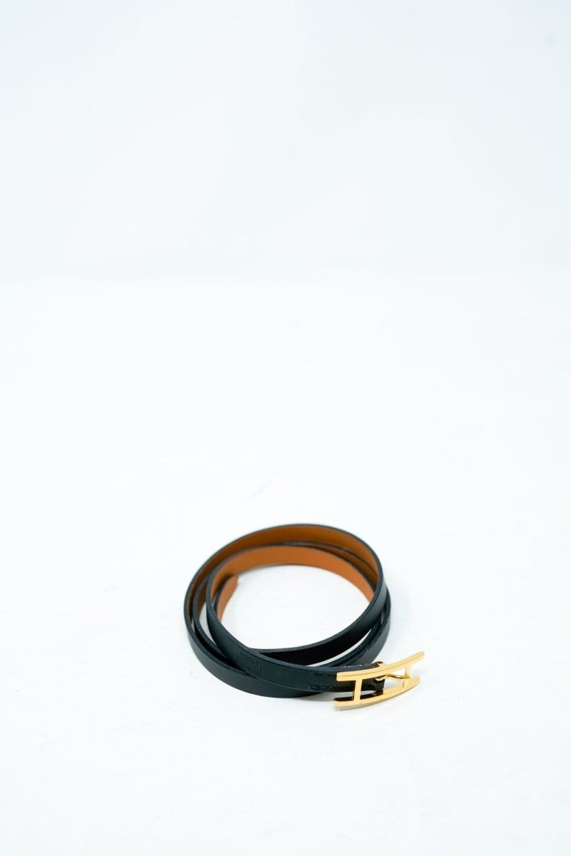 13. LP x C Hermes Black leather H Bracelet - AGL1688