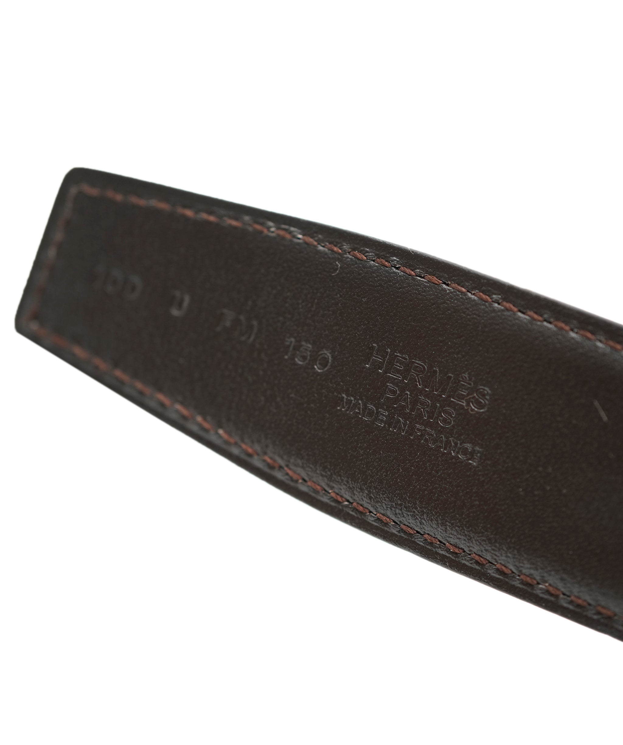 Hermès Hermes Black Grey Leather Belt ASC2375