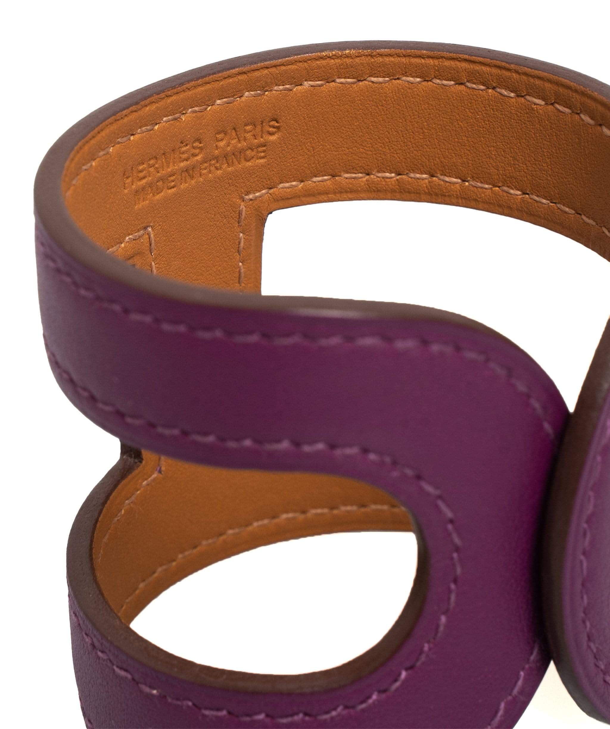 Hermès Hermes H Purple Leather Bracelet  - AWL2740