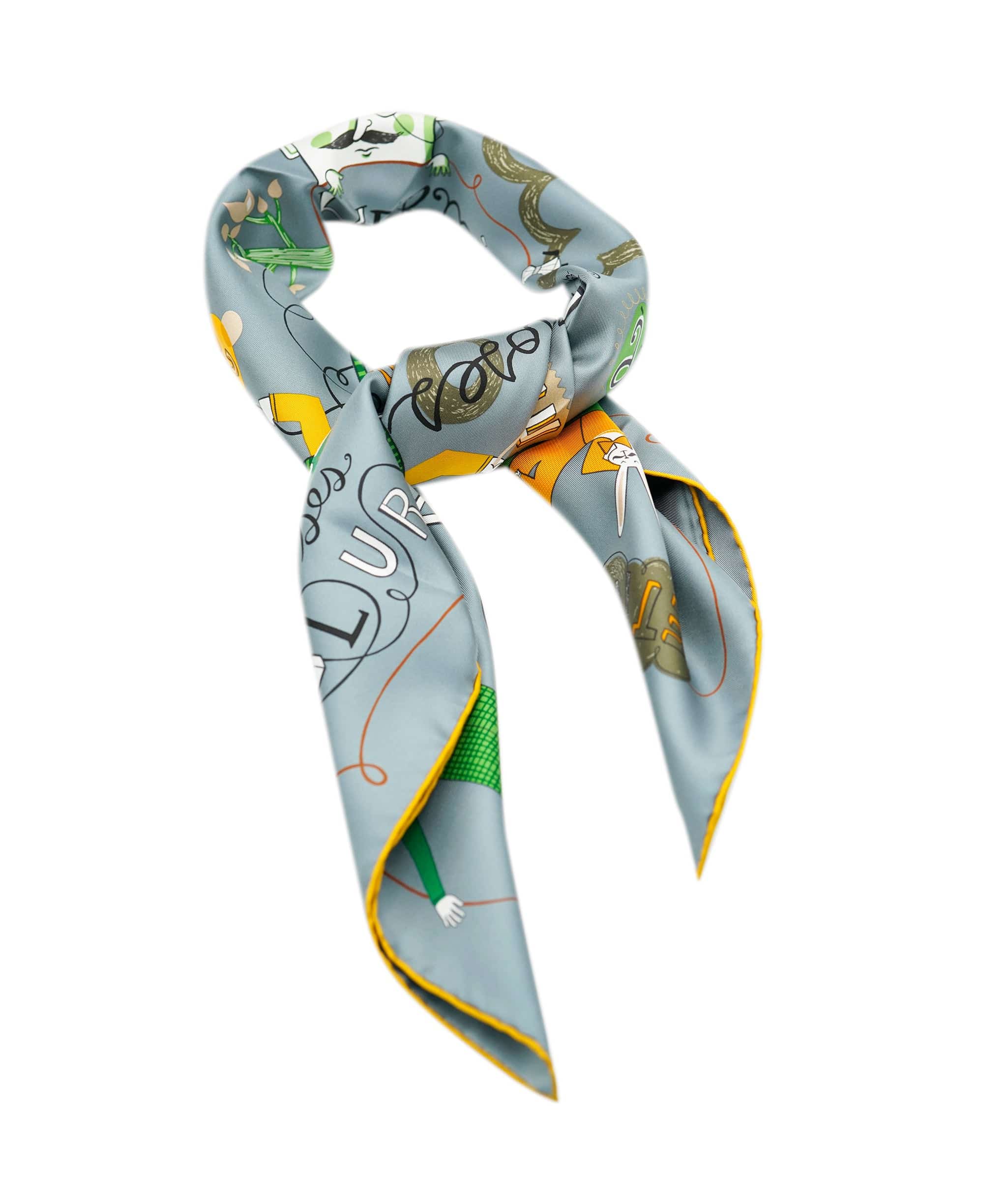 Hermès Hermès silk scarf Les confessions  grey ASL8567