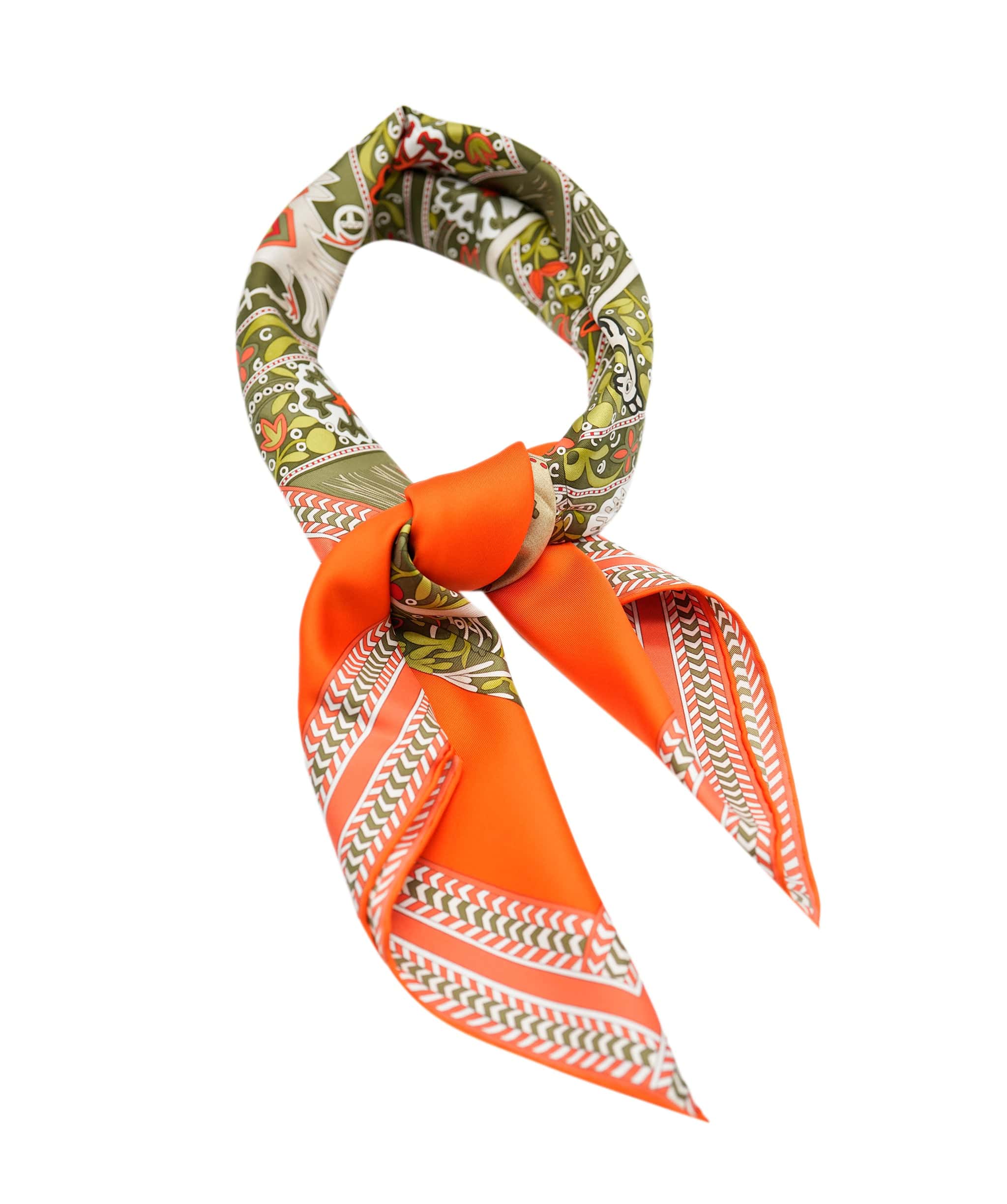 Hermès Hermès silk scarf Selle des steppes orange ASL8569