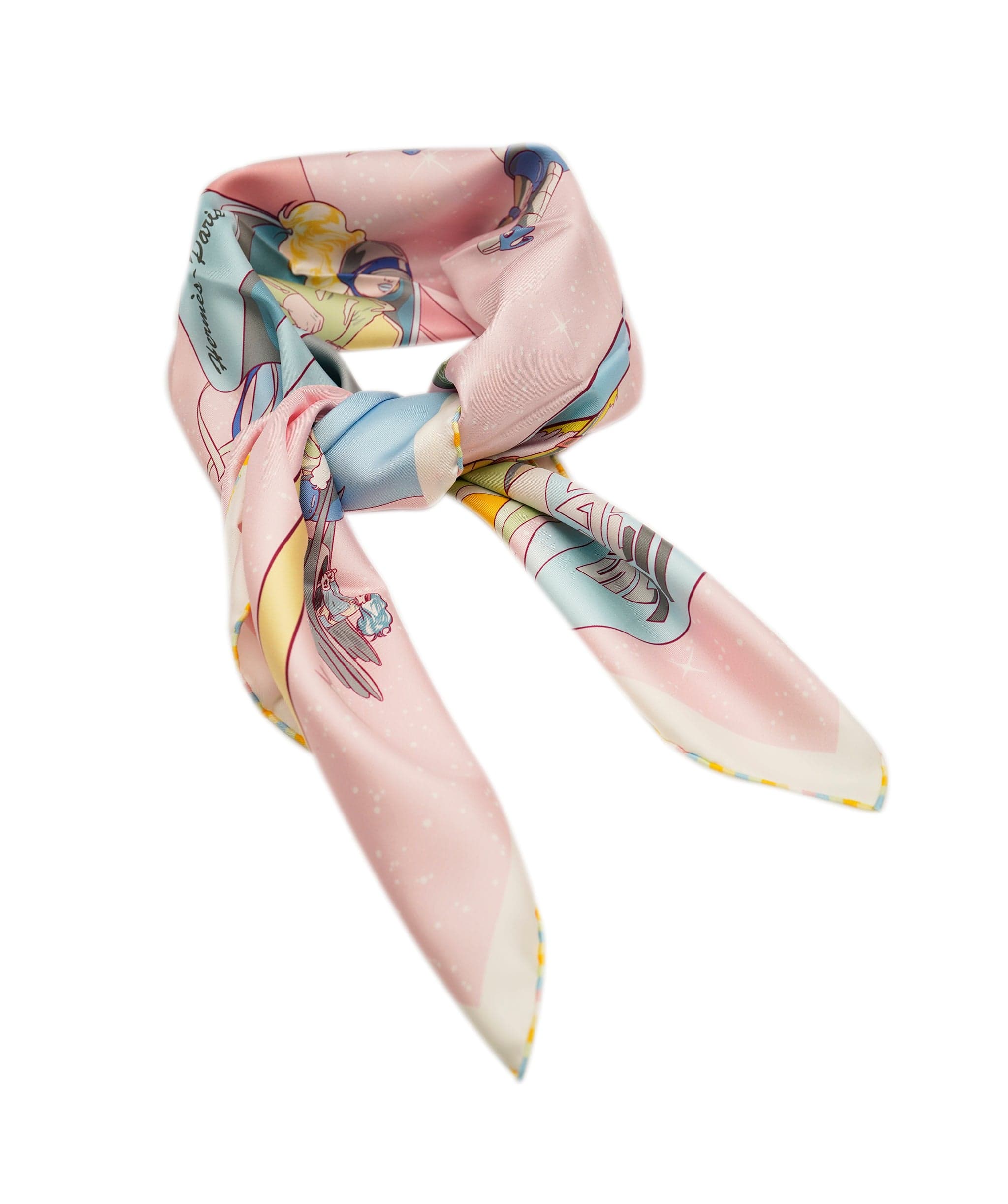 Hermès Hermès silk scarf Space derby pink and yelow ASL8568