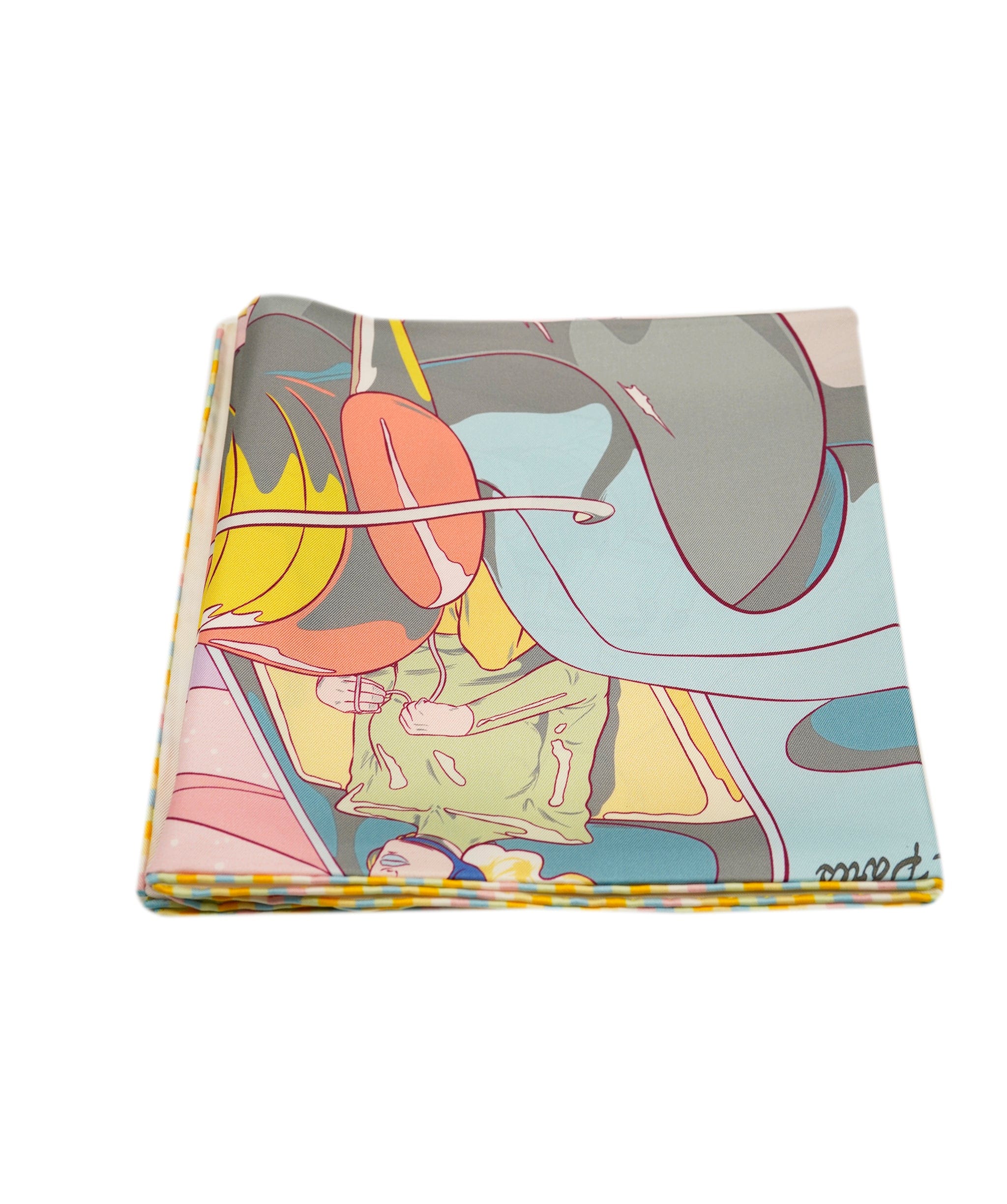 Hermès Hermès silk scarf Space derby pink and yelow ASL8568