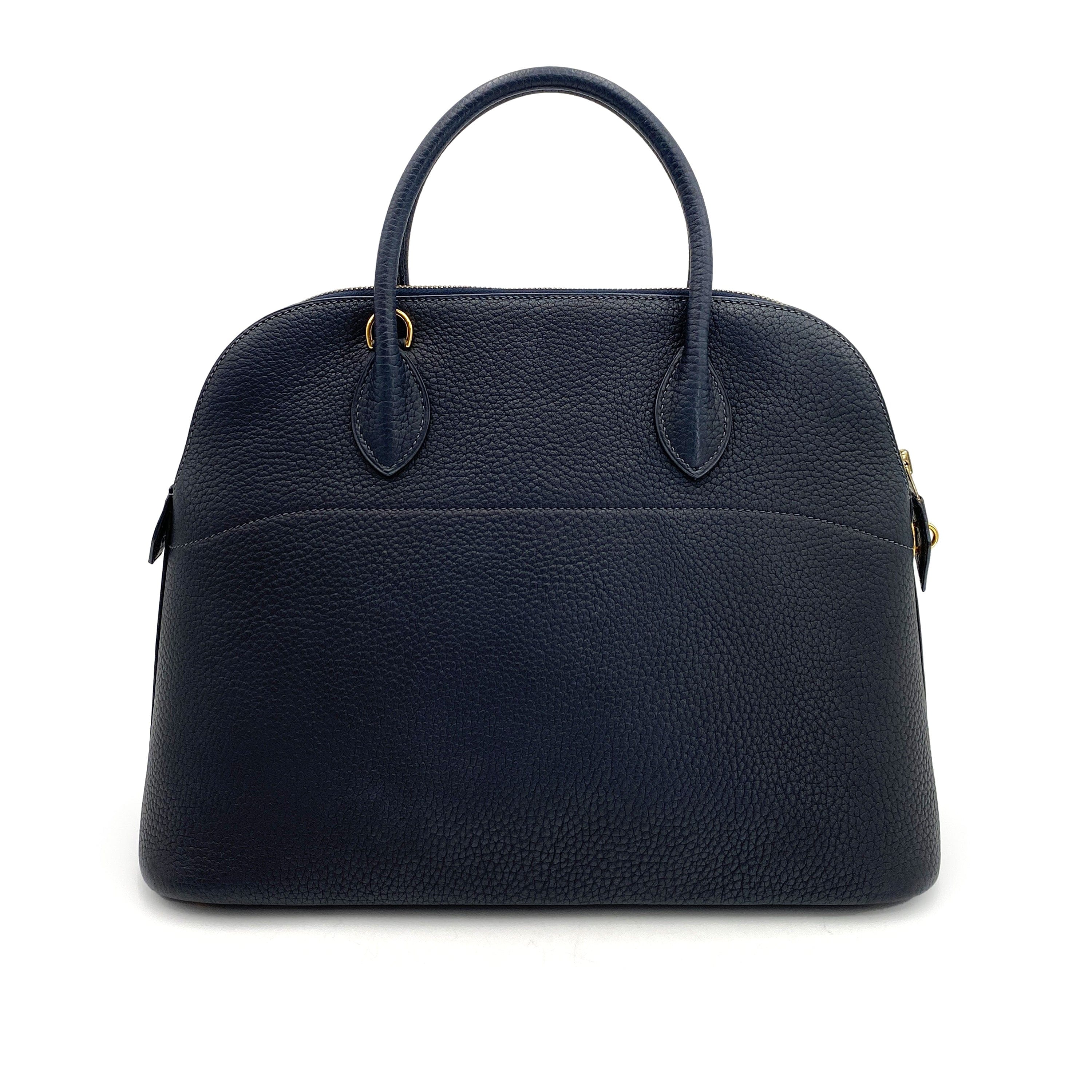 Hermès AUCTION HERMES BOLIDE 37 BLUE INDIGO FJORD HAND SHOULDER BAG □G