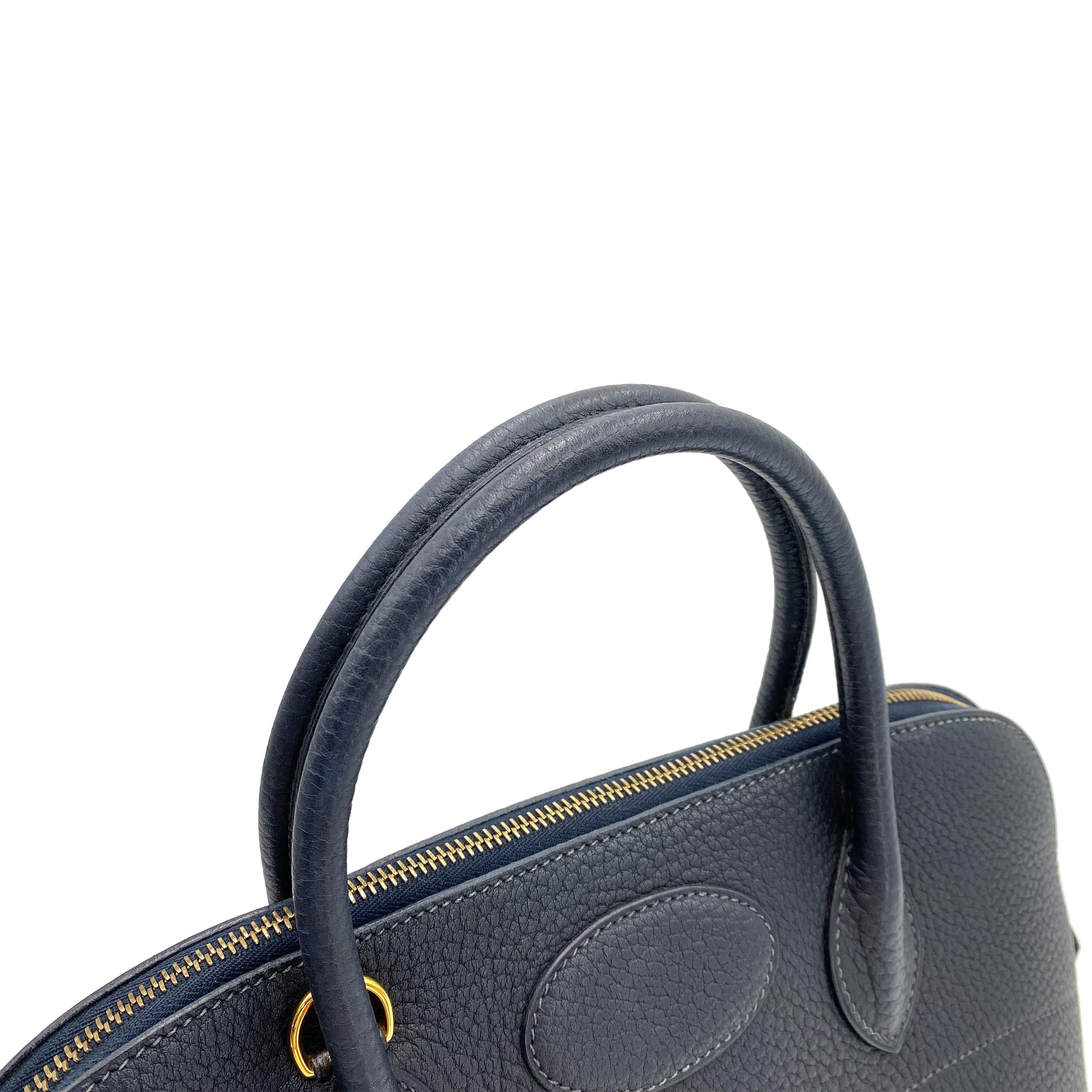 Hermès AUCTION HERMES BOLIDE 37 BLUE INDIGO FJORD HAND SHOULDER BAG □G