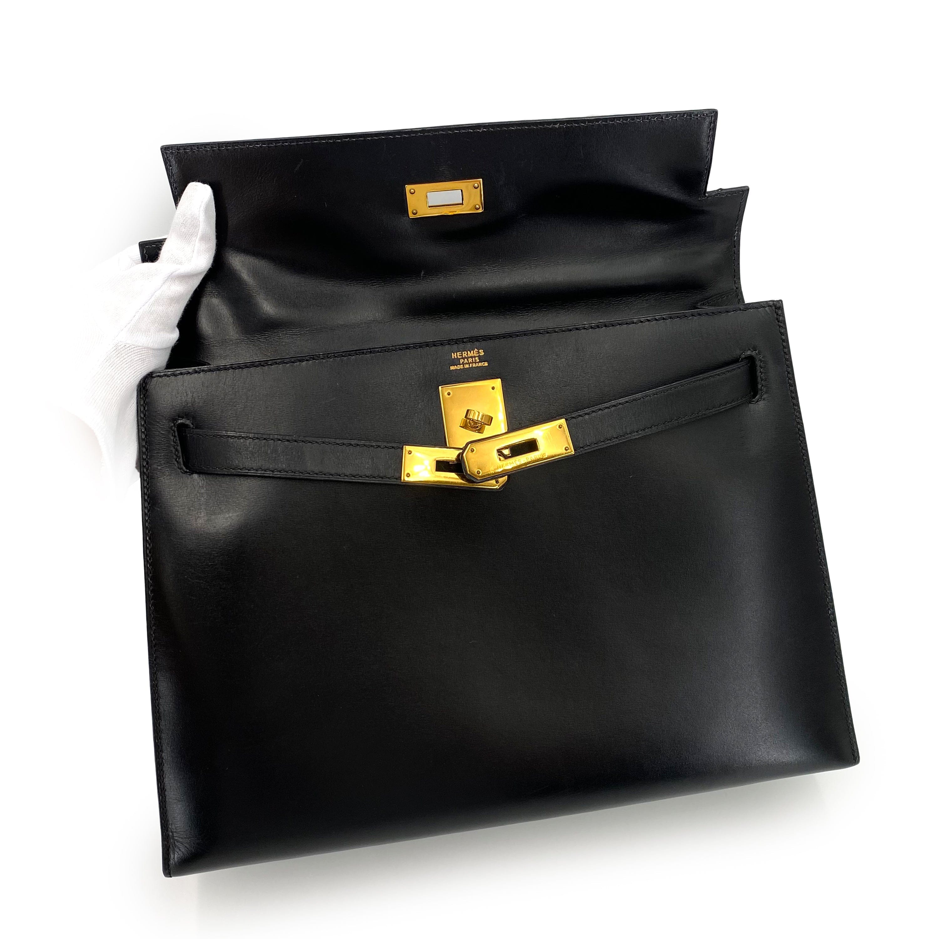 Hermès *AUCTION* Hermès Vintage Kelly 32 Sellier Black Boxcalf GHW #V 90234350