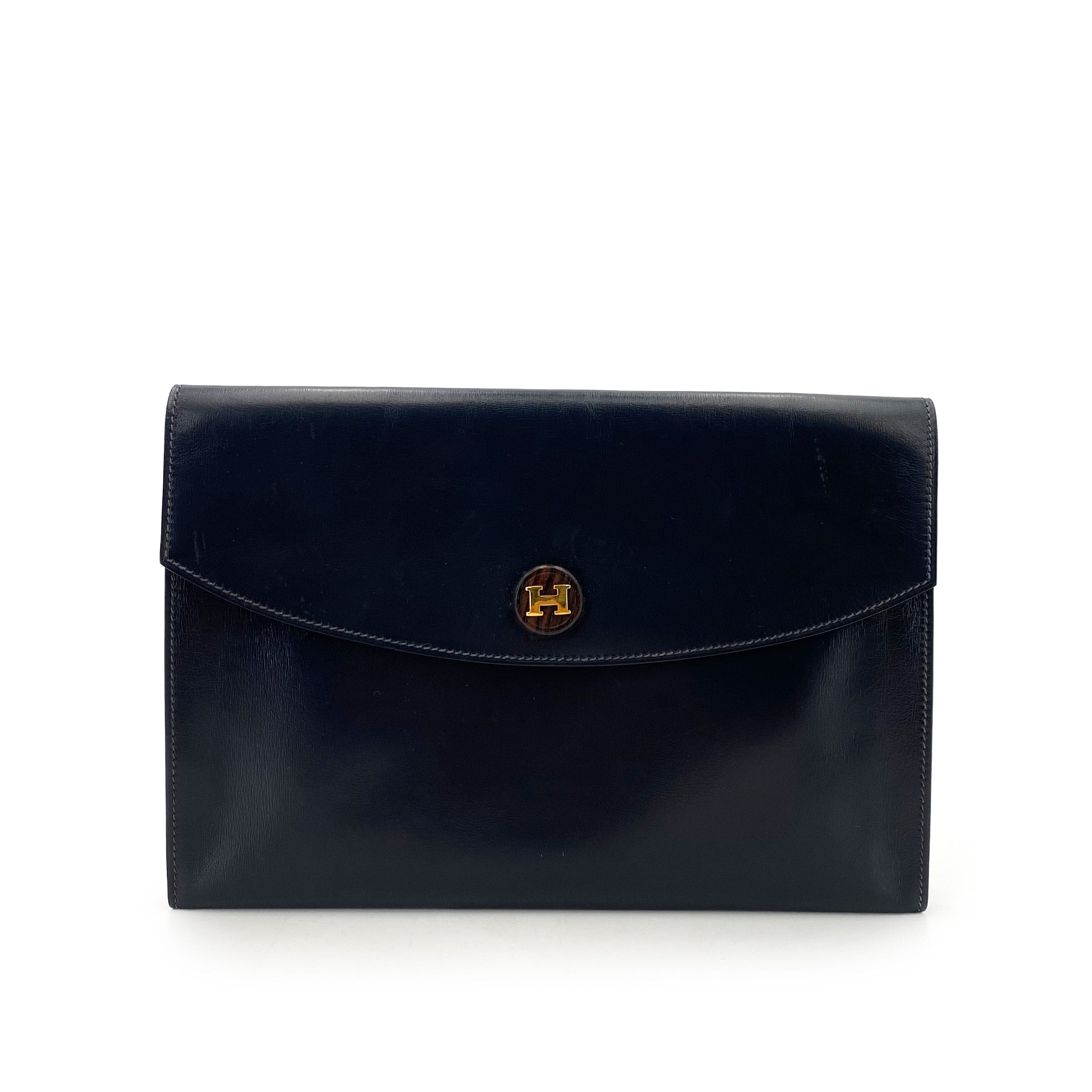 Hermes *AUCTION* Hermès Vintage Pochette Rio Navy Boxcalf #R 90242657