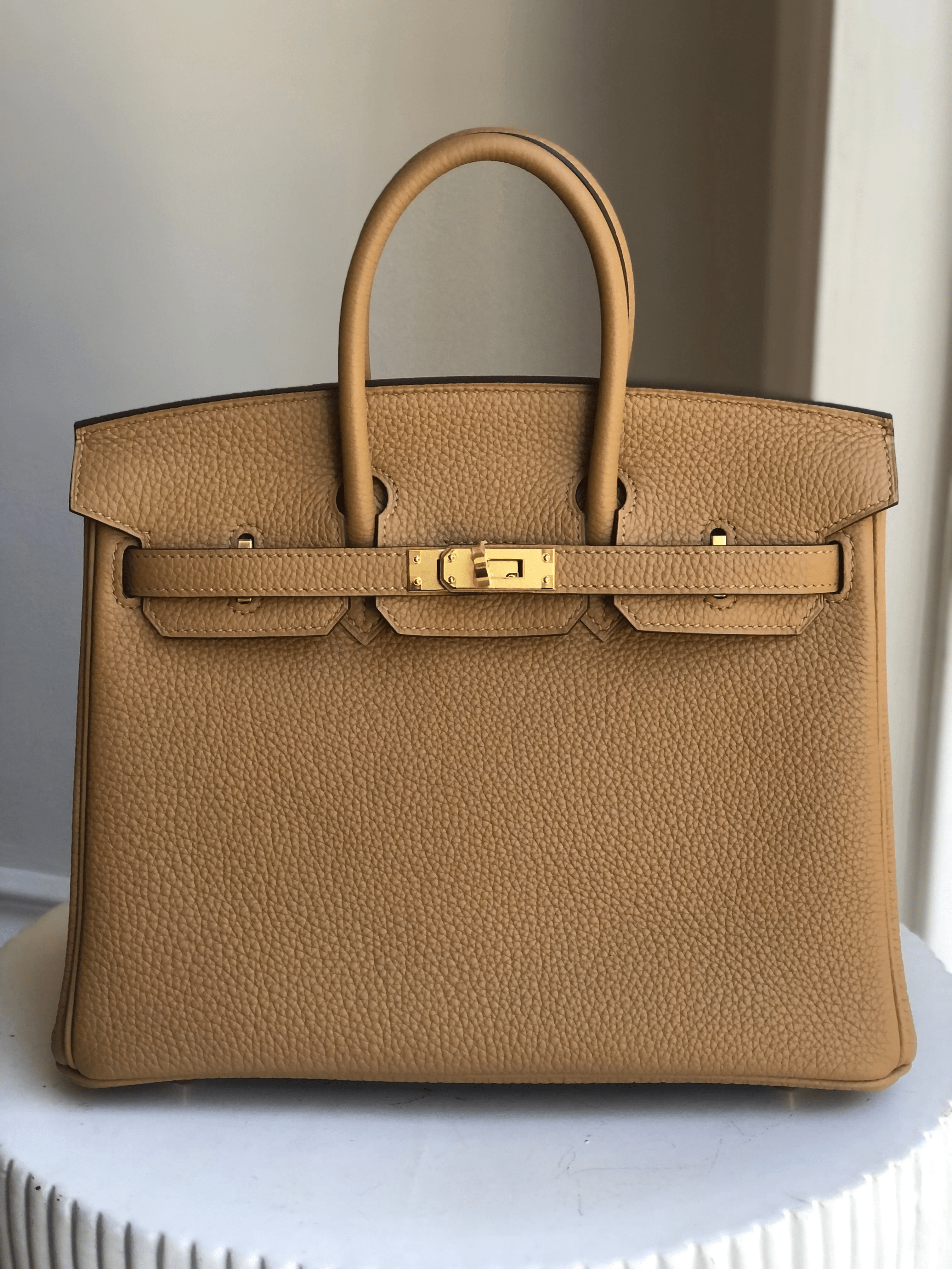 Hermès HERMÈS BIRKIN 25CM BISCUIT Togo Leather with Gold Hardware