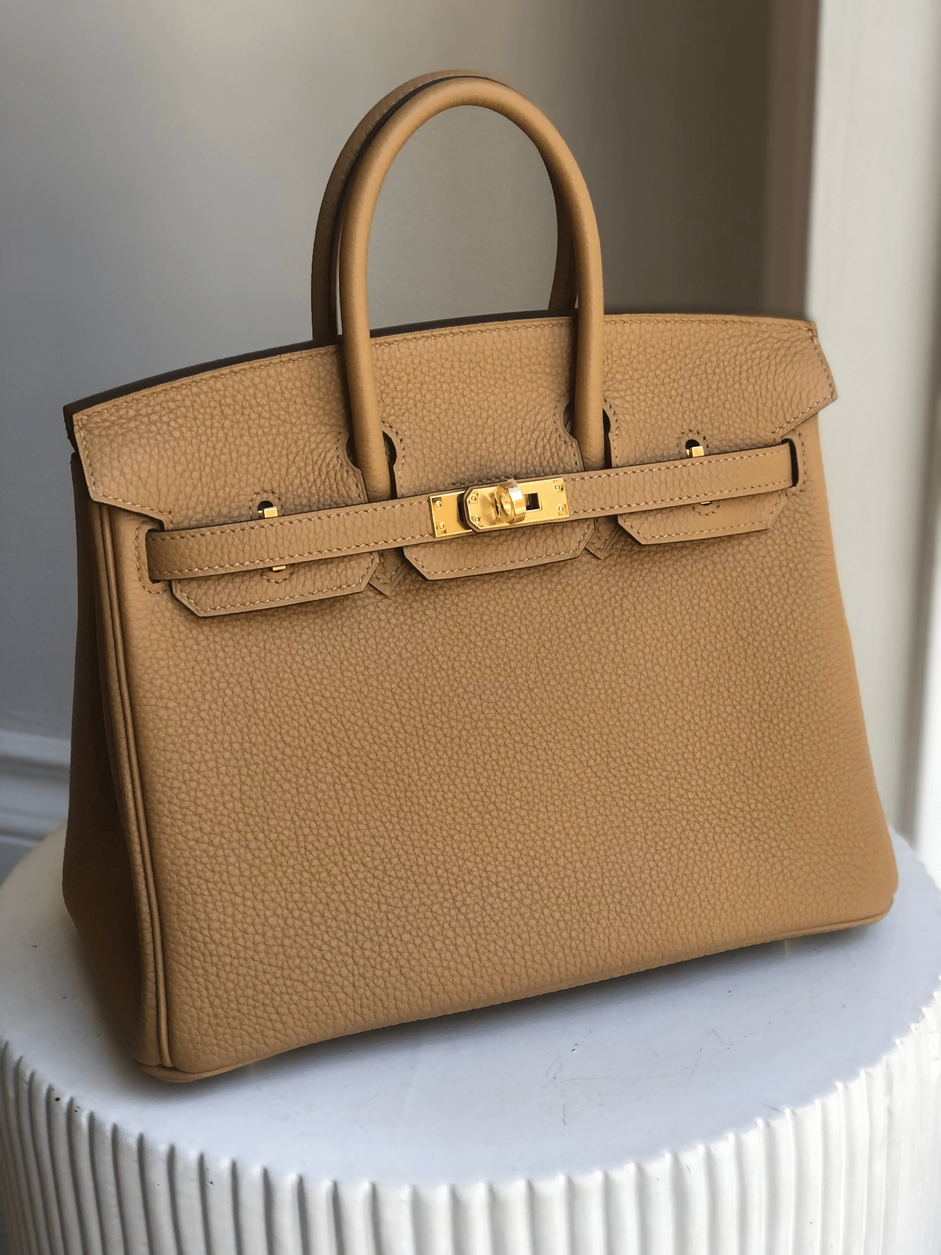 Hermès HERMÈS BIRKIN 25CM BISCUIT Togo Leather with Gold Hardware