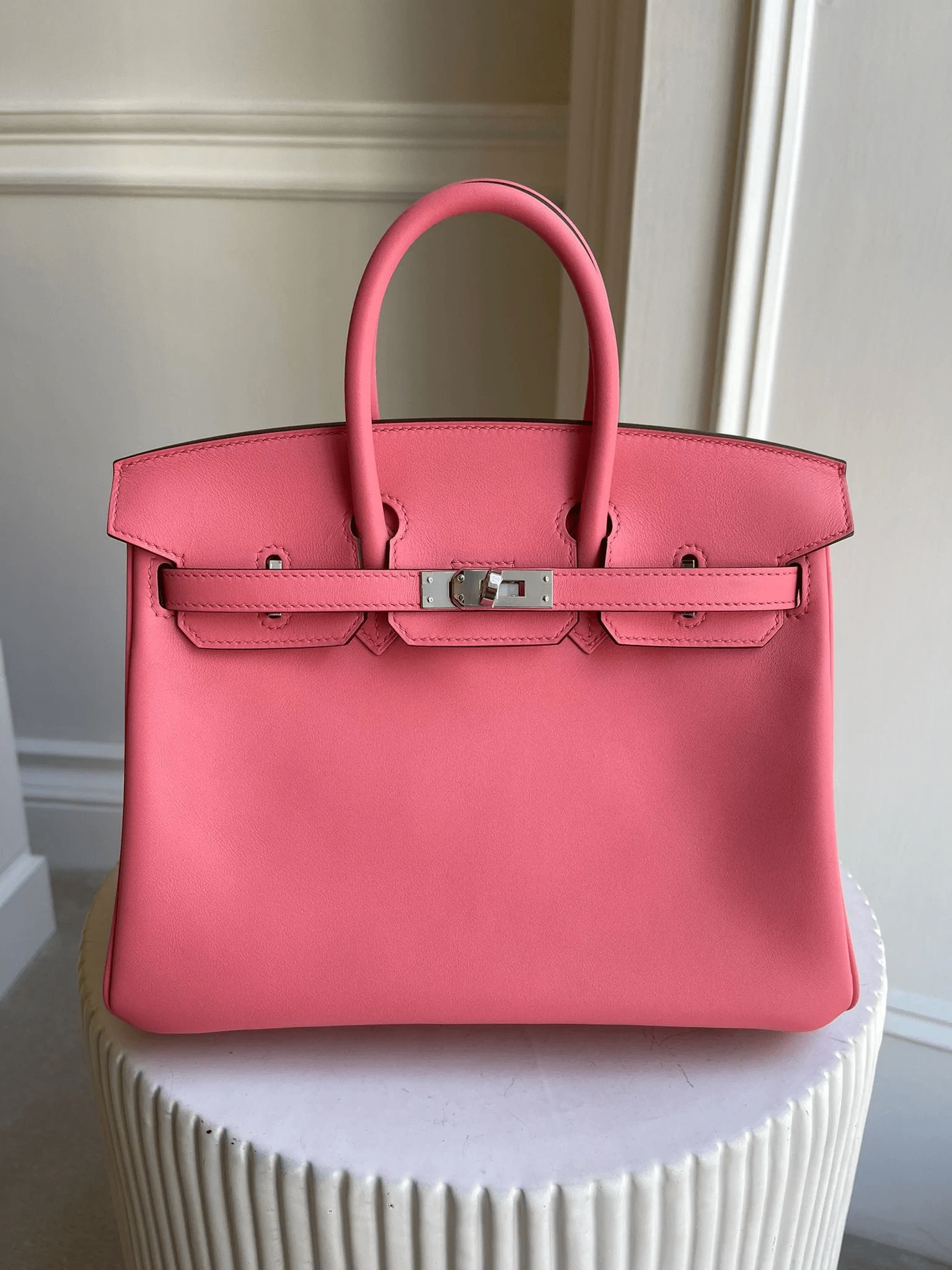 Hermès HERMÈS BIRKIN 25CM ROSE AZALEE Swift Leather with Palladium Hardware