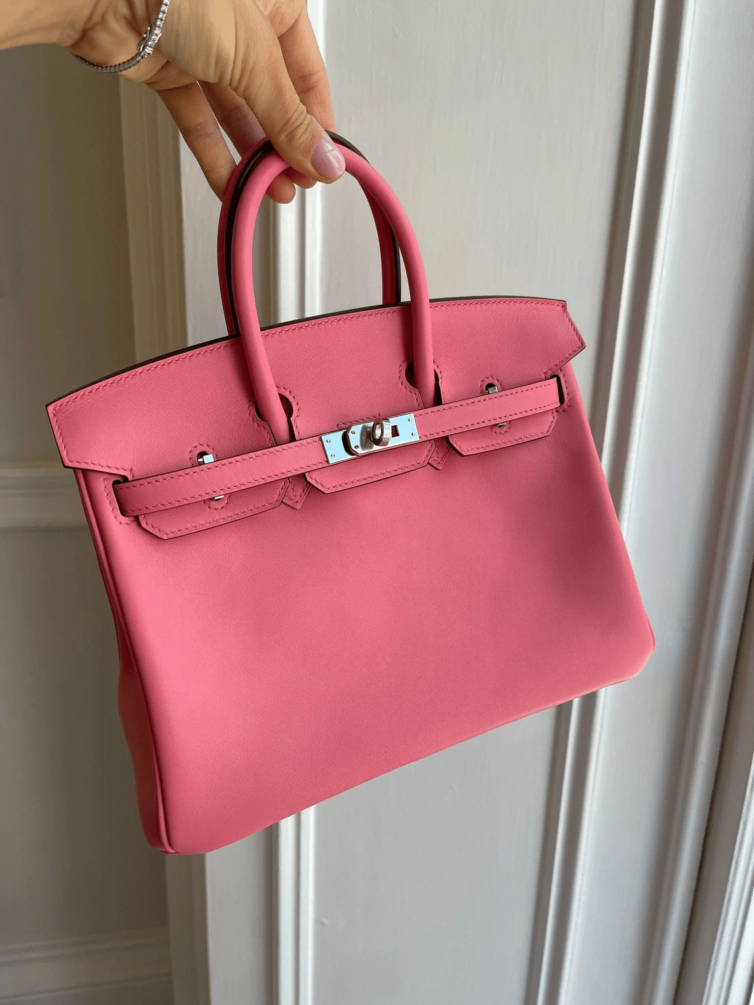 Hermès HERMÈS BIRKIN 25CM ROSE AZALEE Swift Leather with Palladium Hardware