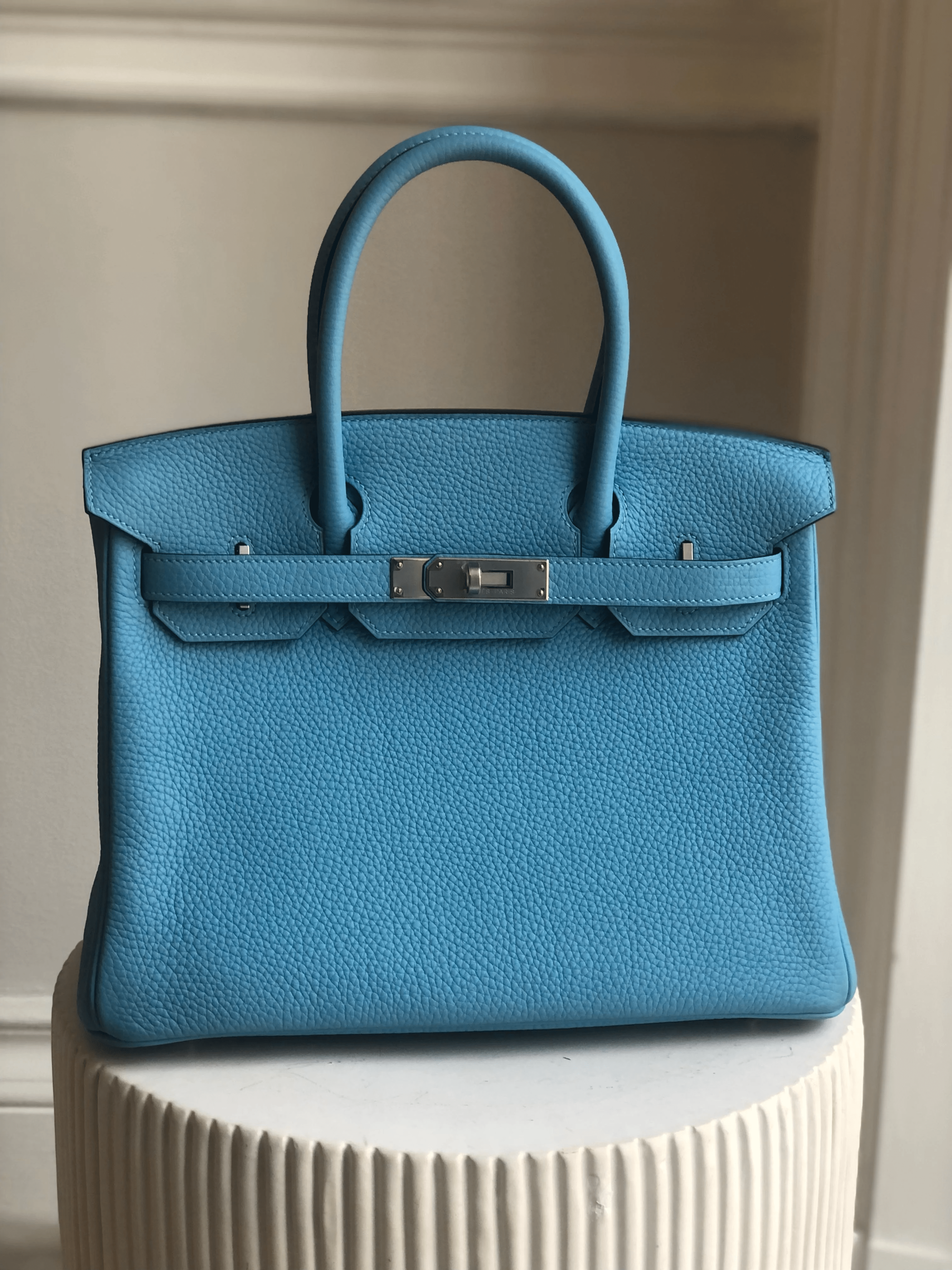 Hermès HERMÈS BIRKIN 30CM BLUE DU NORD Togo Leather with Palladium Hardware