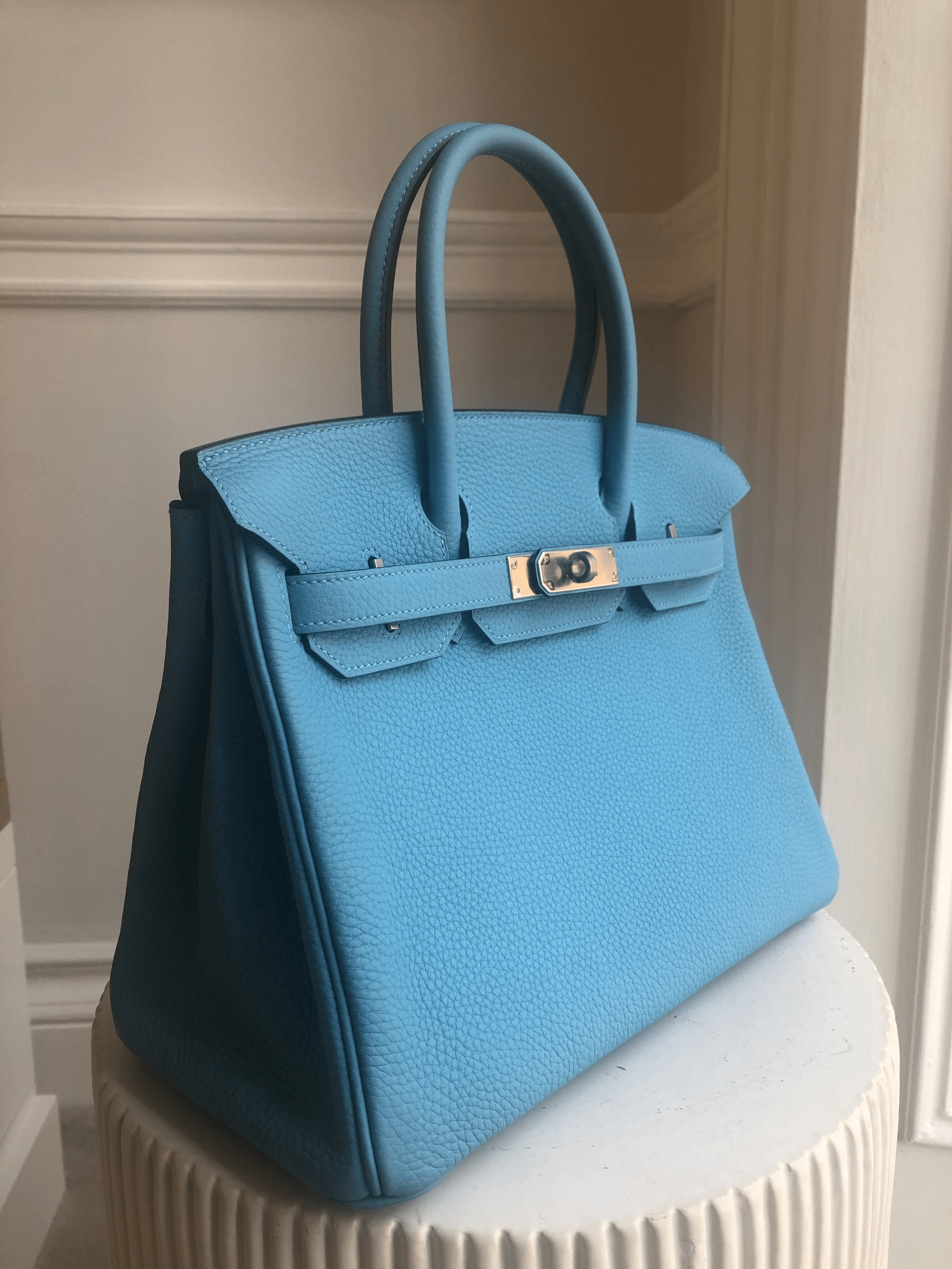 Hermès HERMÈS BIRKIN 30CM BLUE DU NORD Togo Leather with Palladium Hardware