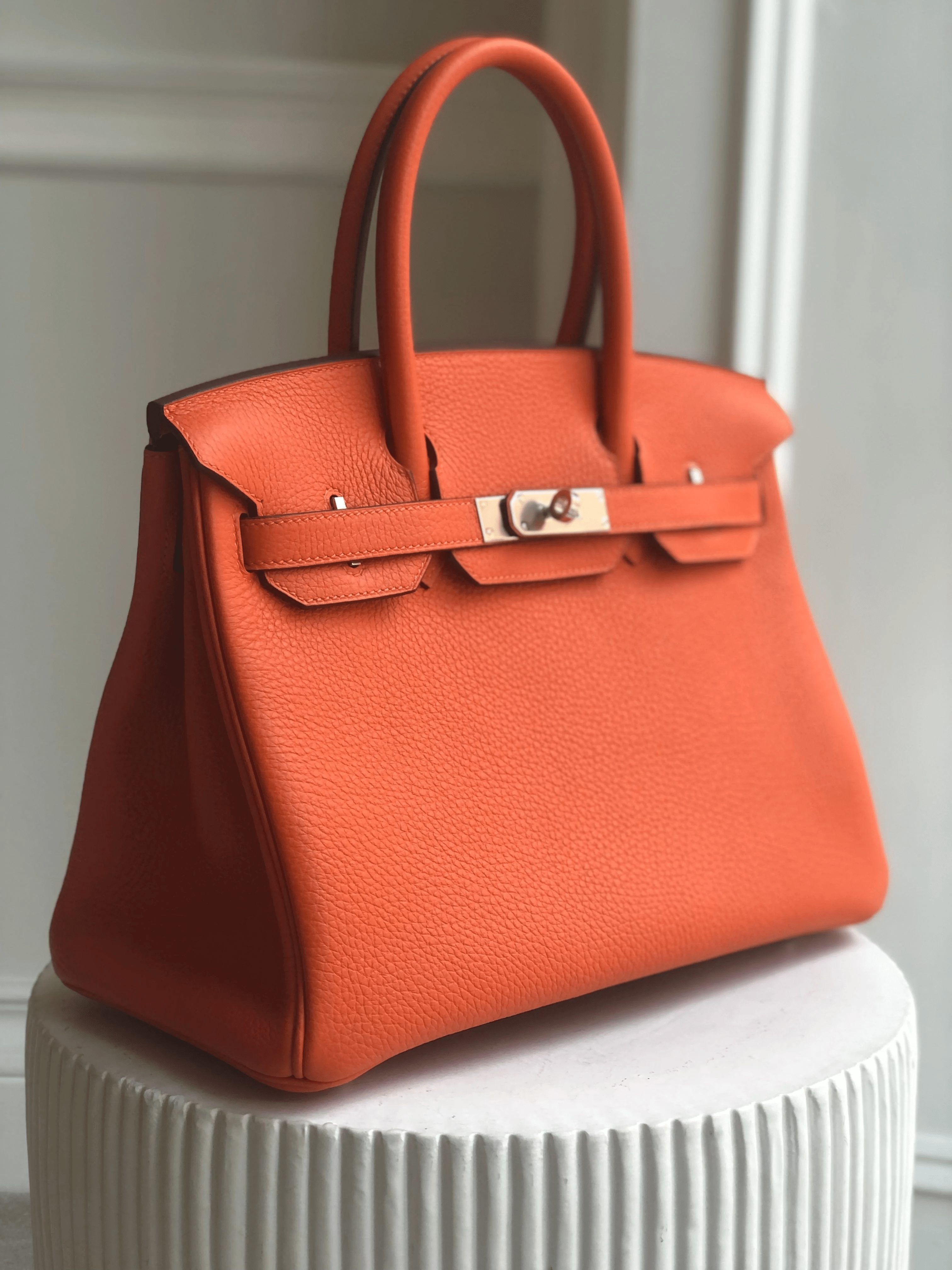 Hermès HERMÈS BIRKIN 30CM FEU Clemence Leather with Palladium Hardware