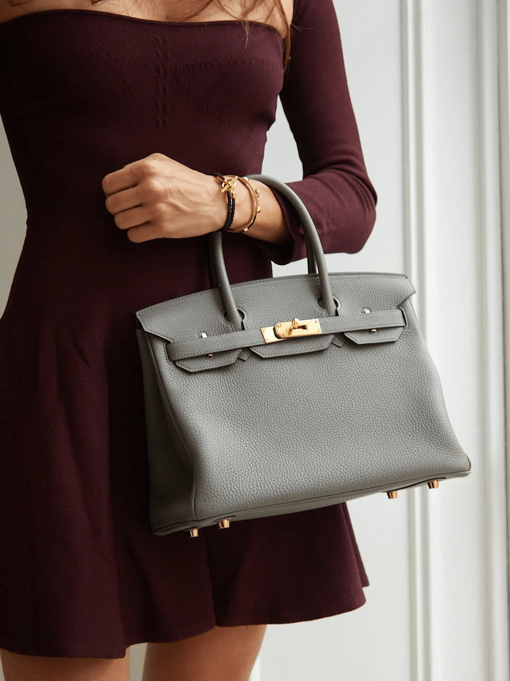 Hermès HERMÈS BIRKIN 30CM GRIS MEYER Togo Leather with Gold Hardware