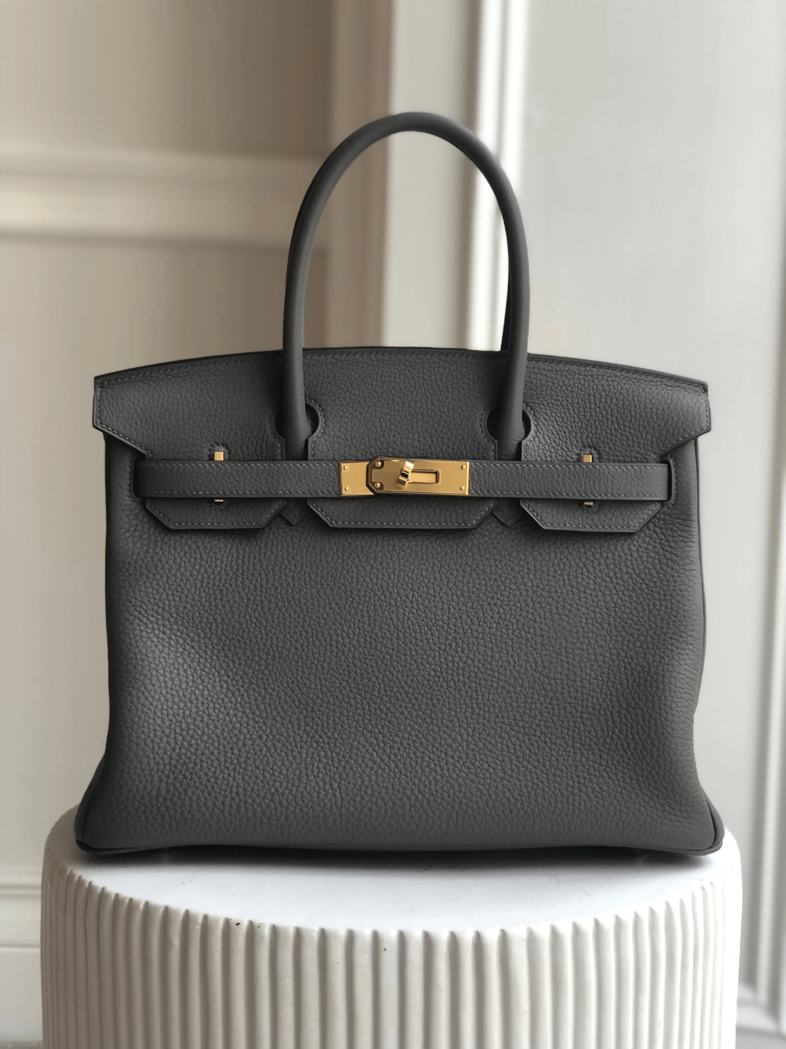 Hermès HERMÈS BIRKIN 30CM GRIS MEYER Togo Leather with Gold Hardware