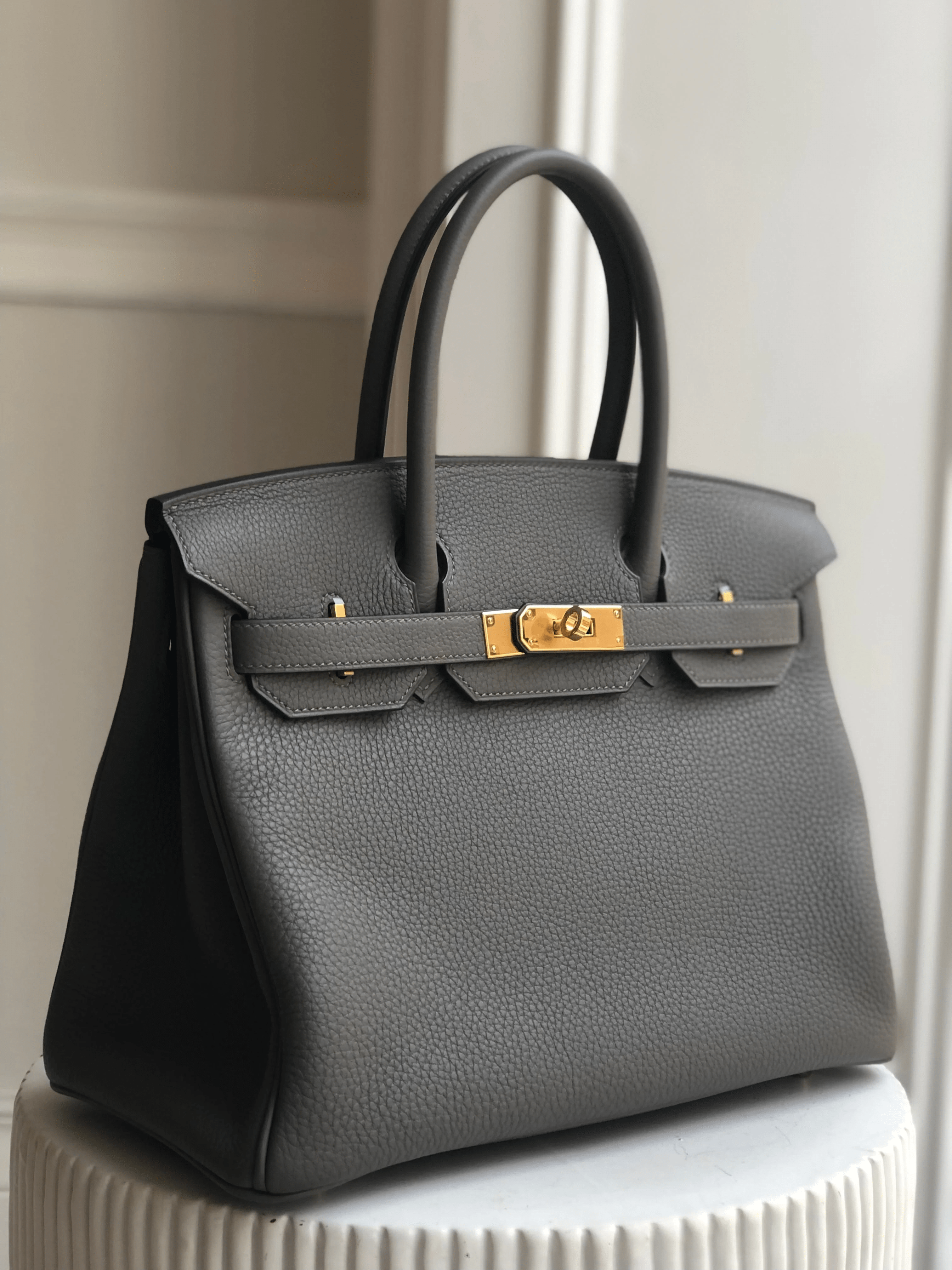 Hermès HERMÈS BIRKIN 30CM GRIS MEYER Togo Leather with Gold Hardware