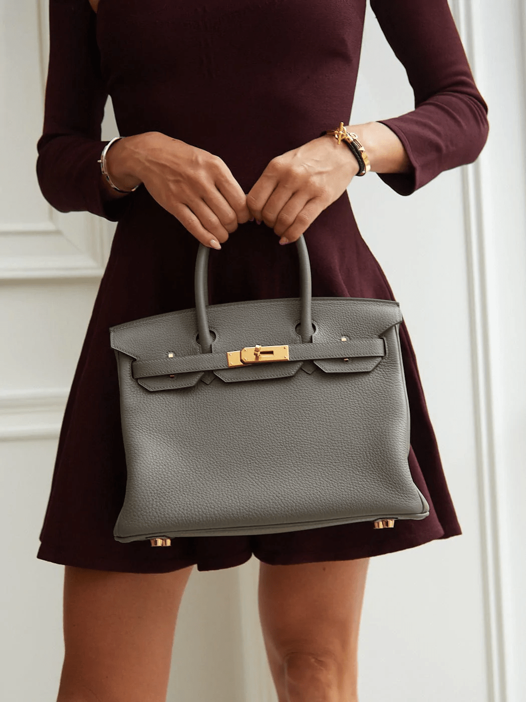 Hermès HERMÈS BIRKIN 30CM GRIS MEYER Togo Leather with Gold Hardware