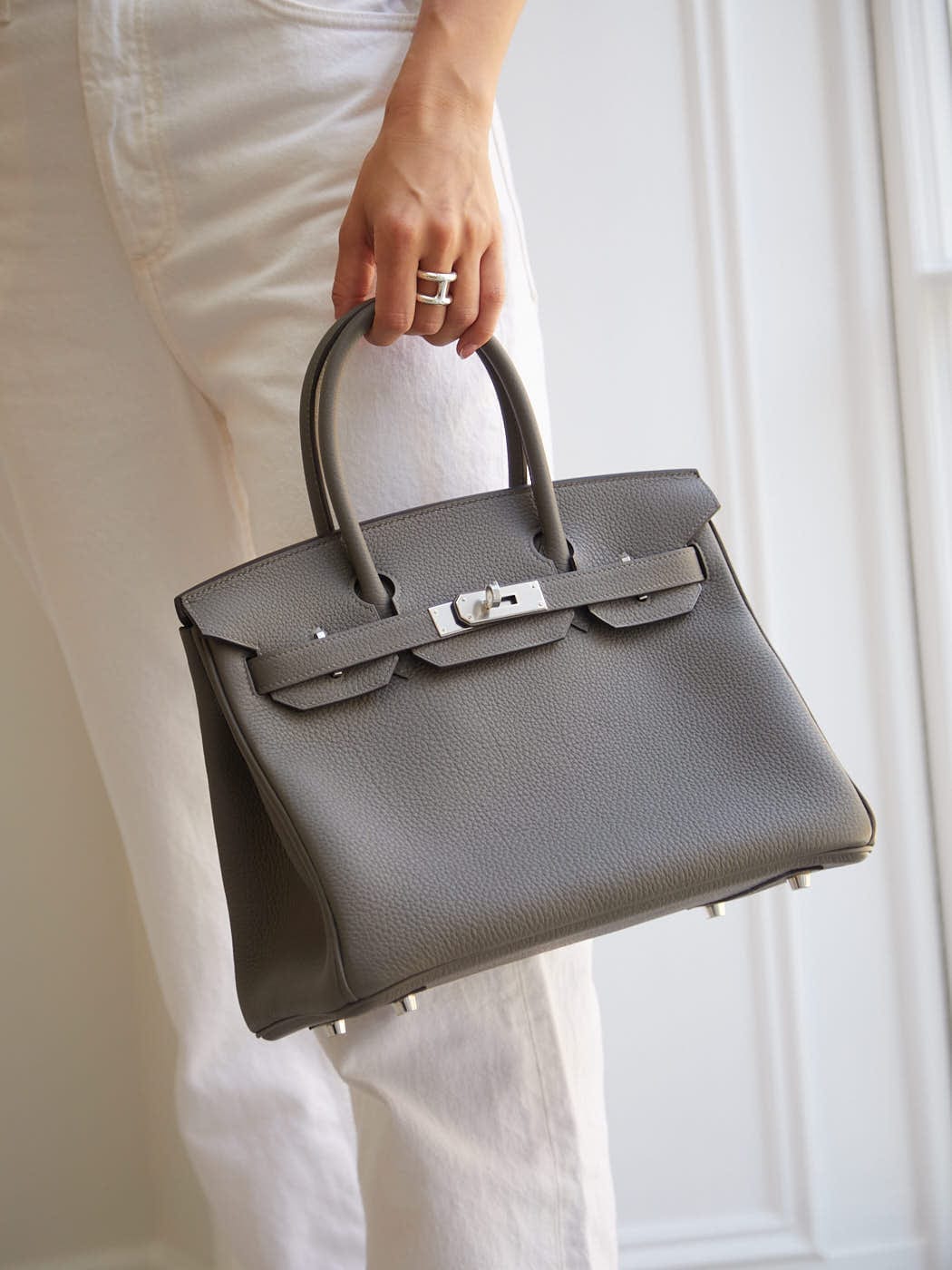 Hermès HERMÈS BIRKIN 30CM GRIS MEYER Togo Leather with Palladium Hardware