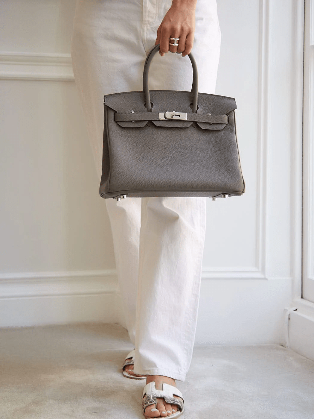 Hermès HERMÈS BIRKIN 30CM GRIS MEYER Togo Leather with Palladium Hardware