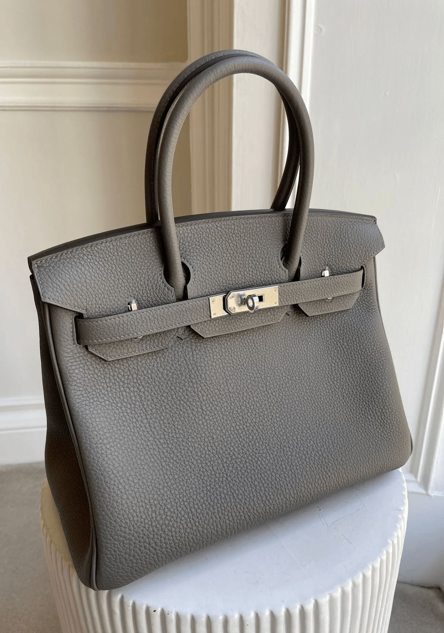 Hermès HERMÈS BIRKIN 30CM GRIS MEYER Togo Leather with Palladium Hardware