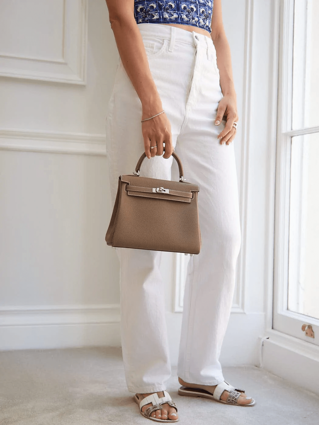 Hermes HERMÈS KELLY 25CM ETOUPE Togo Leather with Palladium Hardware