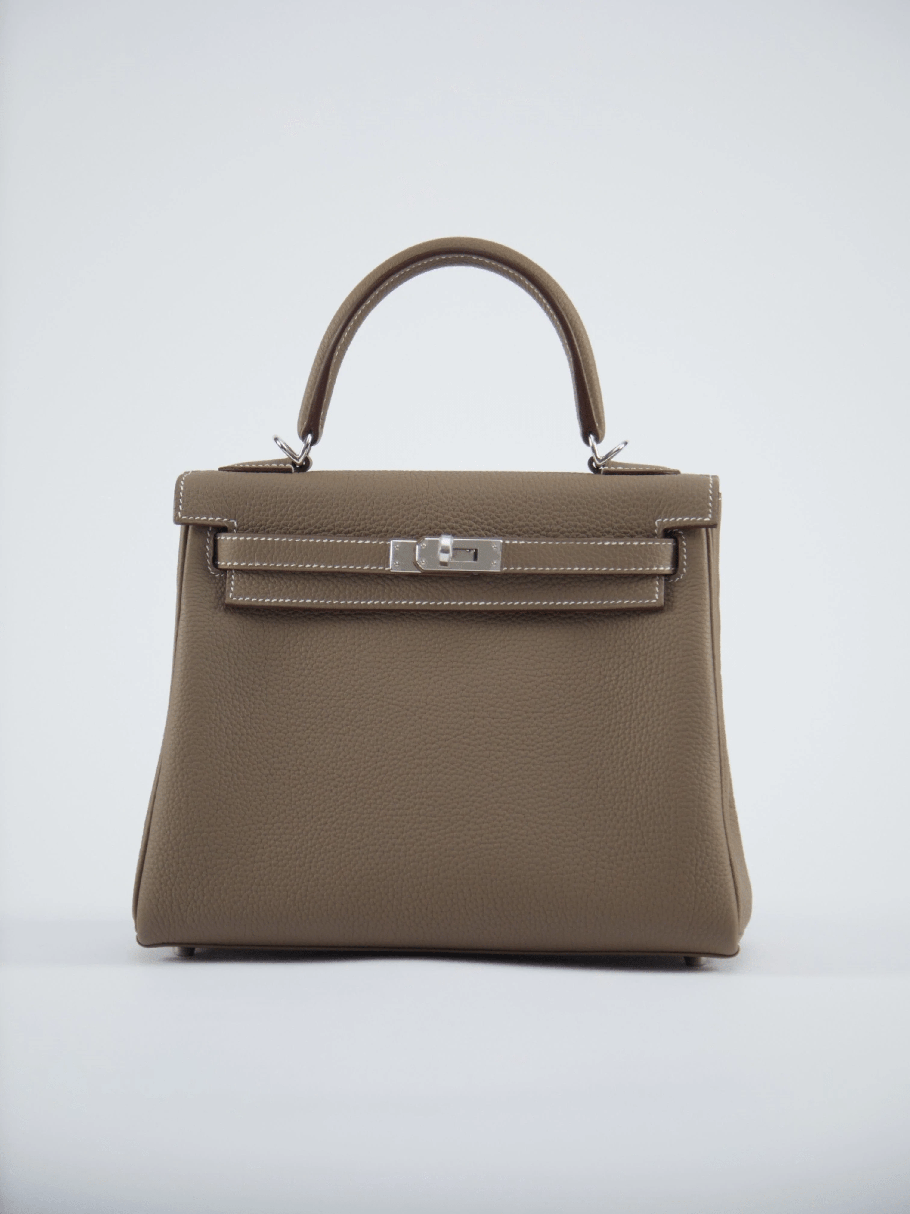 Hermes HERMÈS KELLY 25CM ETOUPE Togo Leather with Palladium Hardware