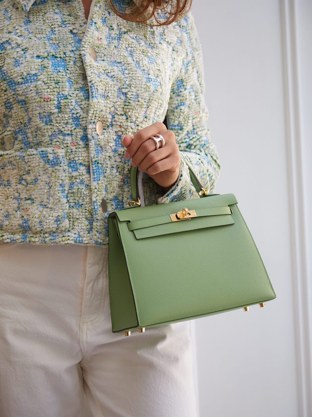 Hermes HERMÈS KELLY 25CM VERT CRIQUET Epsom Leather with Gold Hardware