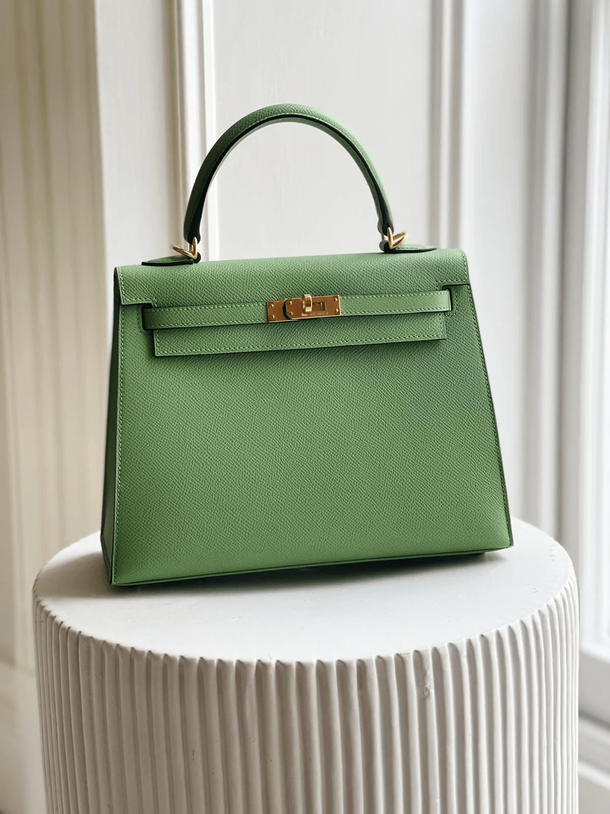 Hermes HERMÈS KELLY 25CM VERT CRIQUET Epsom Leather with Gold Hardware