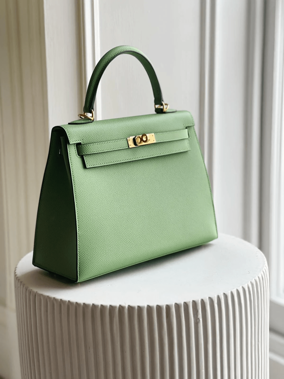 Hermes HERMÈS KELLY 25CM VERT CRIQUET Epsom Leather with Gold Hardware