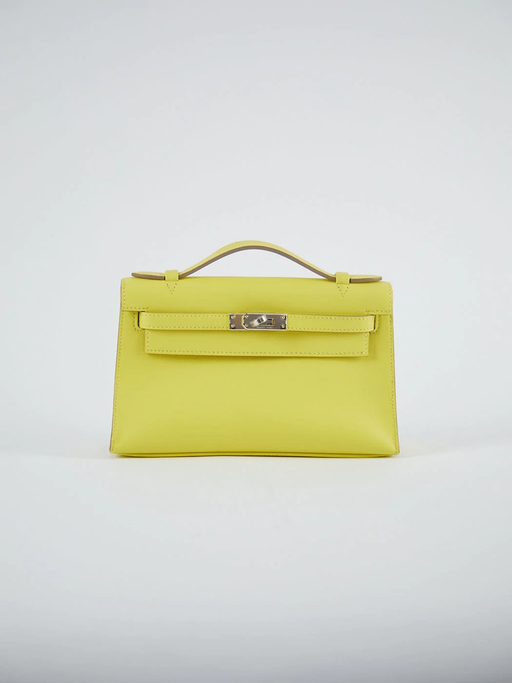 Hermes HERMÈS KELLY POCHETTE LIME Swift Leather with Palladium Hardware